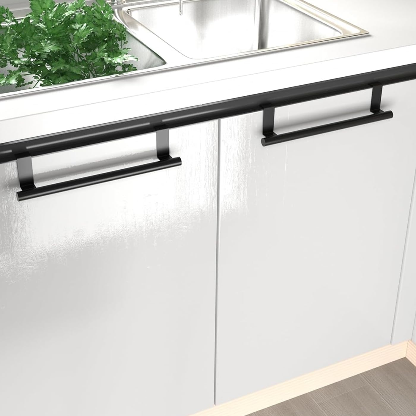 Over Door Towel Rack for Cabinet, 36Cm Dish Towel Holder Kitchen Towel Bar for Tea Towels，Over the Door Hand Towel Hanger for Kitchen Bathroom Cupboard（2 Pack Black）