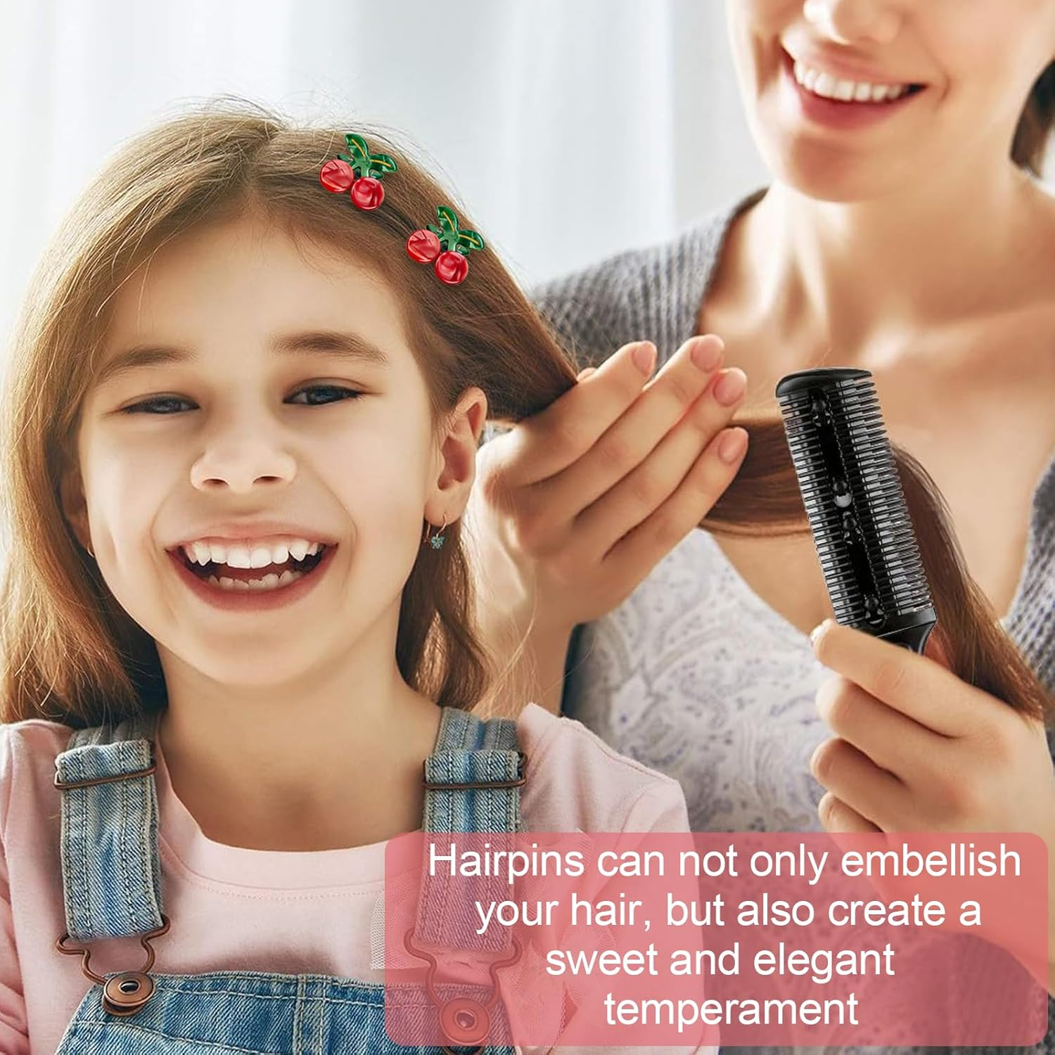 THXFUNAREA Pack of 2 Hair Accessories, Strawberry Hair Pin for Children, Strawberry Headband, Ponytail Hair Scrunchie Set, Cute Hair Clips, Fruit Resin, Cute Hair Clips, Headwear Styling Tools (Red)