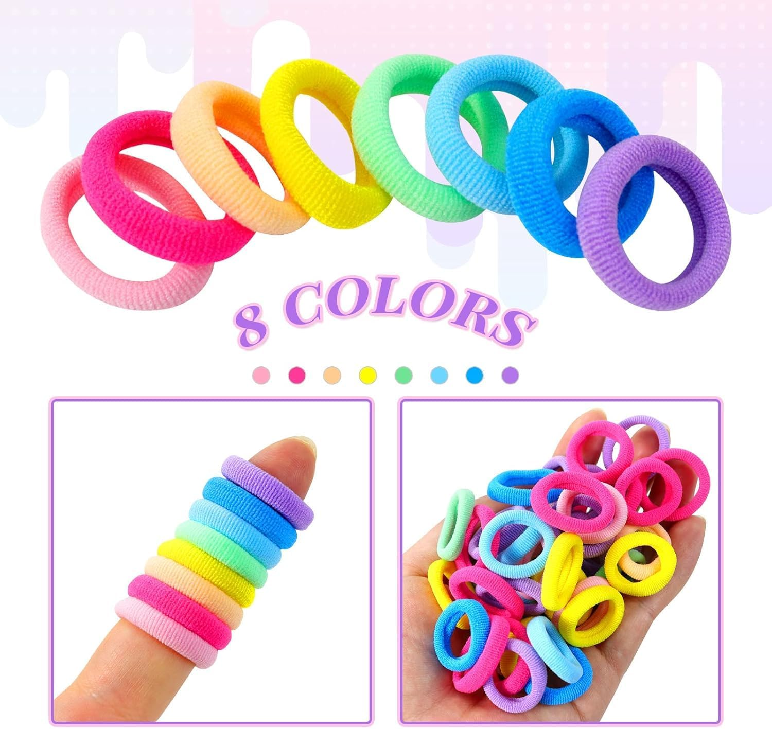 500 Pcs Baby Hair Ties,Small Hair Ties Cotton Mini Hair Ties No Damage Baby Girl Hair Accessories, Toddler Hair Ties for Girls and Kids image number 2