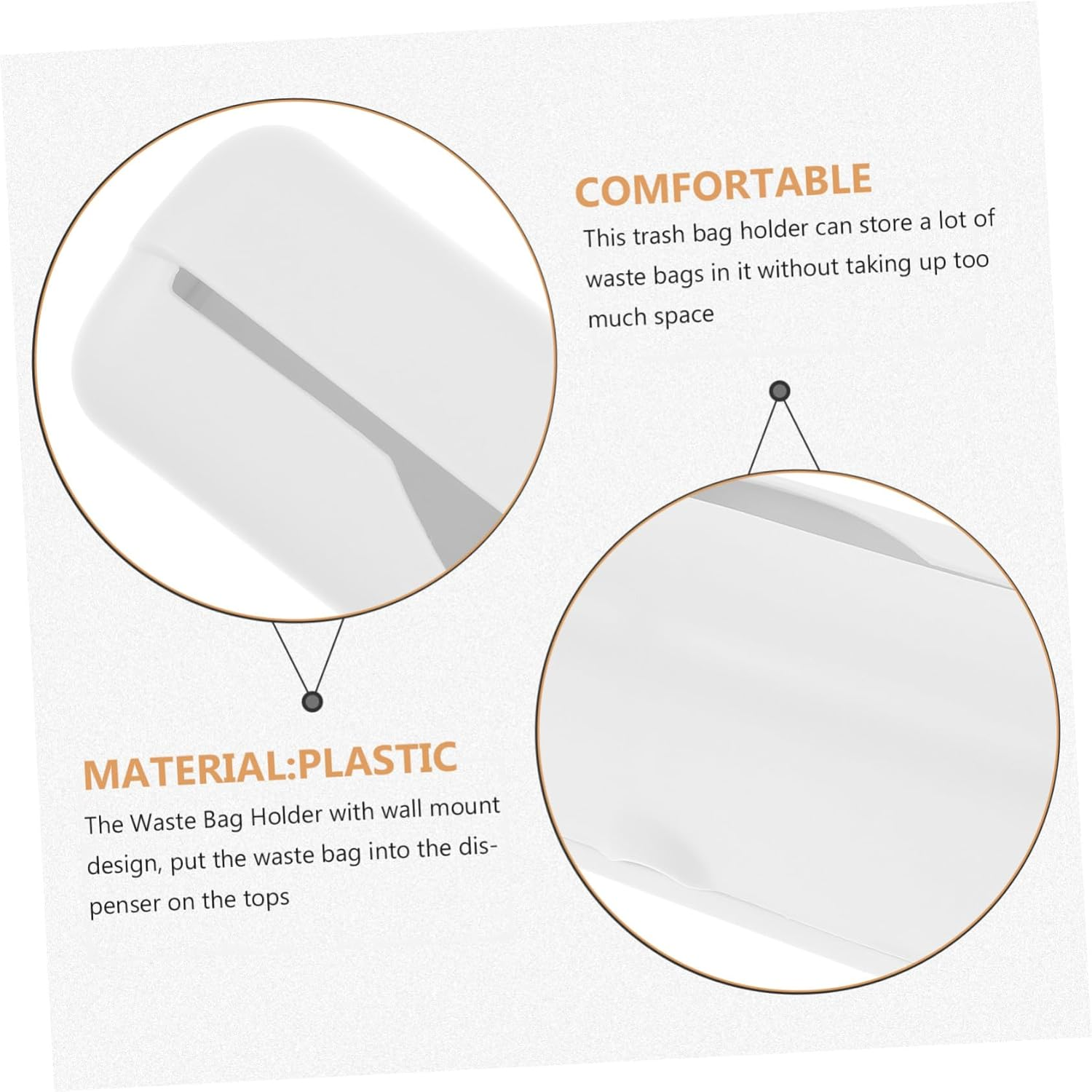 JEWEDECO Large Capacity Kitchen Plastic Bag Dispenser Wall Mount Trash Grocery Bag Holder with Storage Box for Home Recycling and Kitchen Storage White image number 5