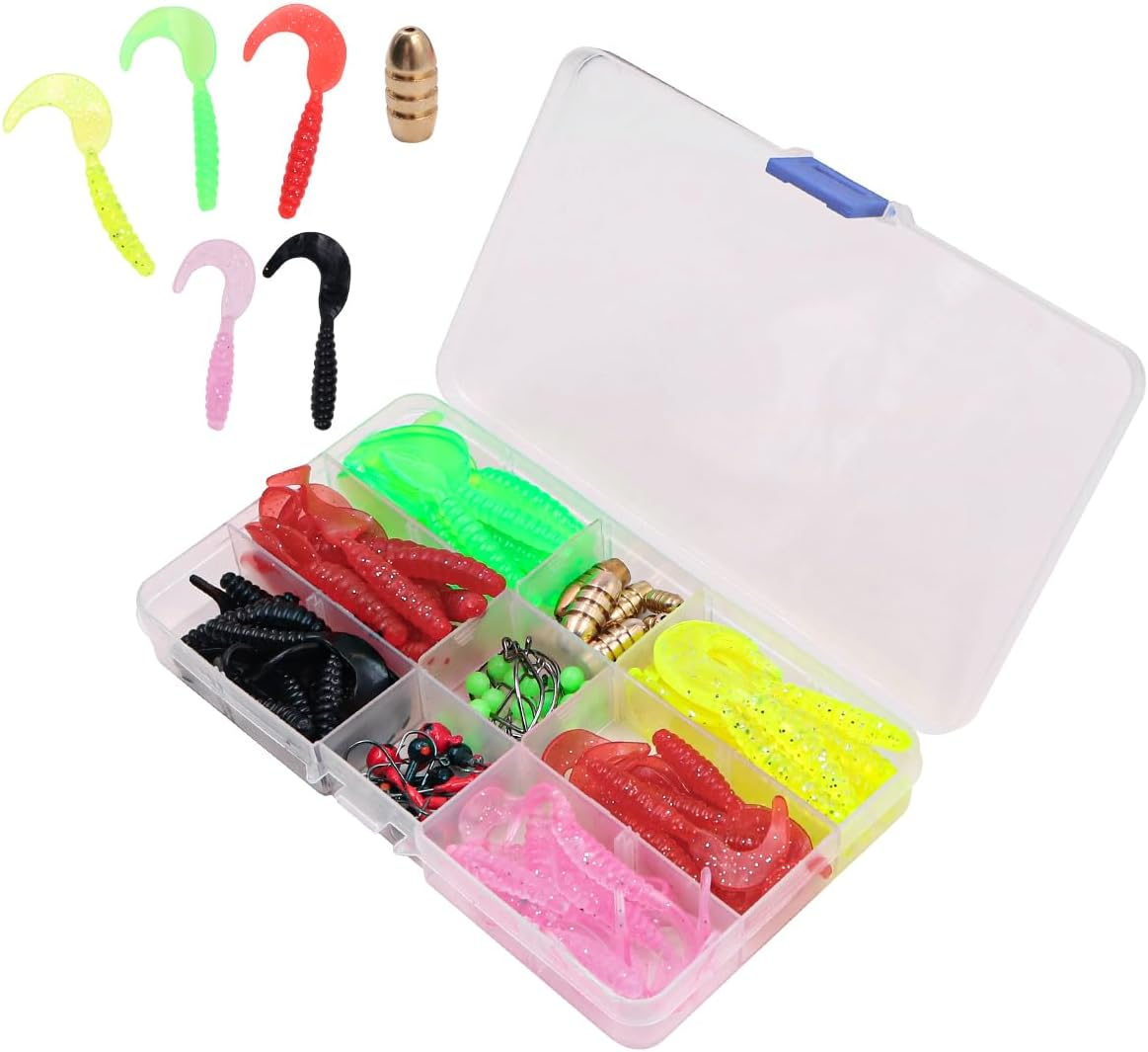 110PCS NUZAMAS Fishing Lure Silicone Bait Fishing Hooks Capuchin Maggots Grub Worm Bait Swimbait Swivel Bass Sea Tackle Fishing Accessories image number 6