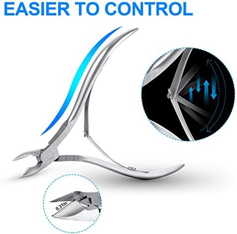 8 Pieces Cuticle Nippers Stainless Steel Cuticle Trimmer Pointed Blade Cuticle Cutter Clipper Dead Skin Remover Scissors Manicure Tools for Fingernails and Toenails - Silver image number 2