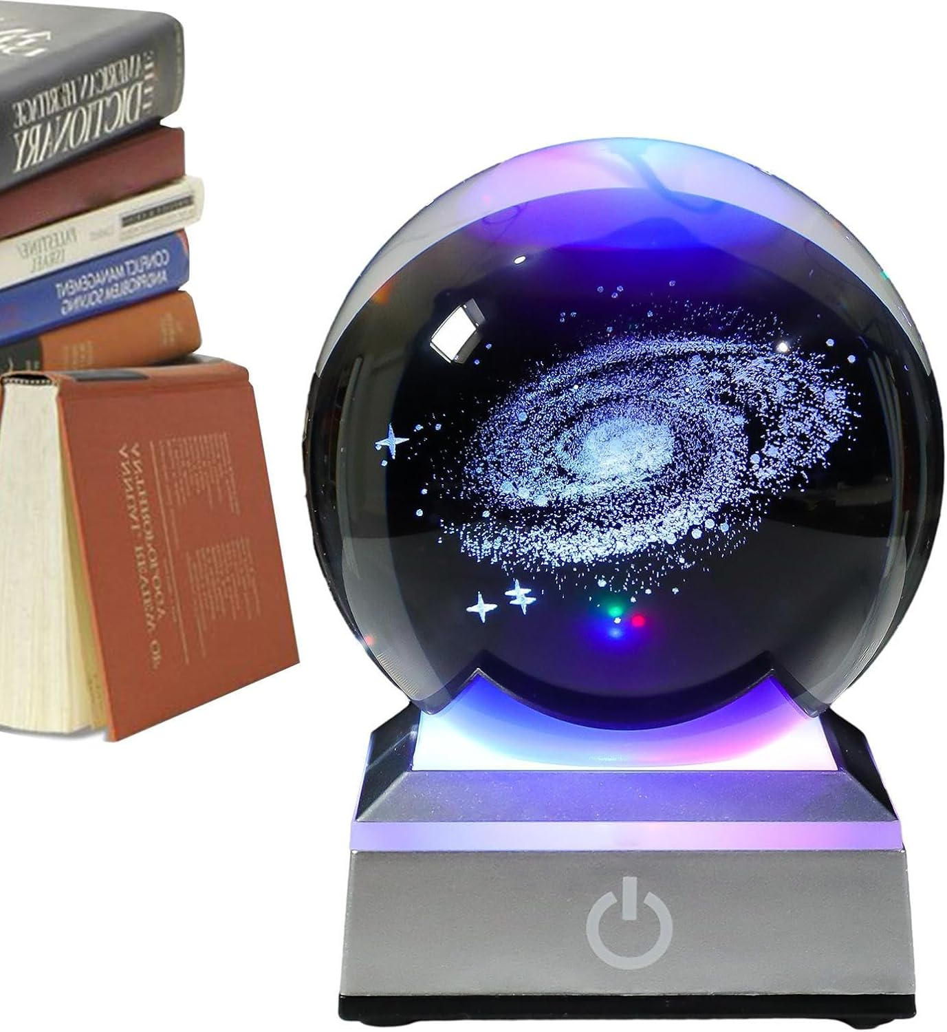 Galaxy Crystal Ball | 7 Colors Clear Glass Sphere Light with LED Stand | Bedroom Decor for Boys, Girls, Kids, Children, 2.36 Inches Buniq image number 5