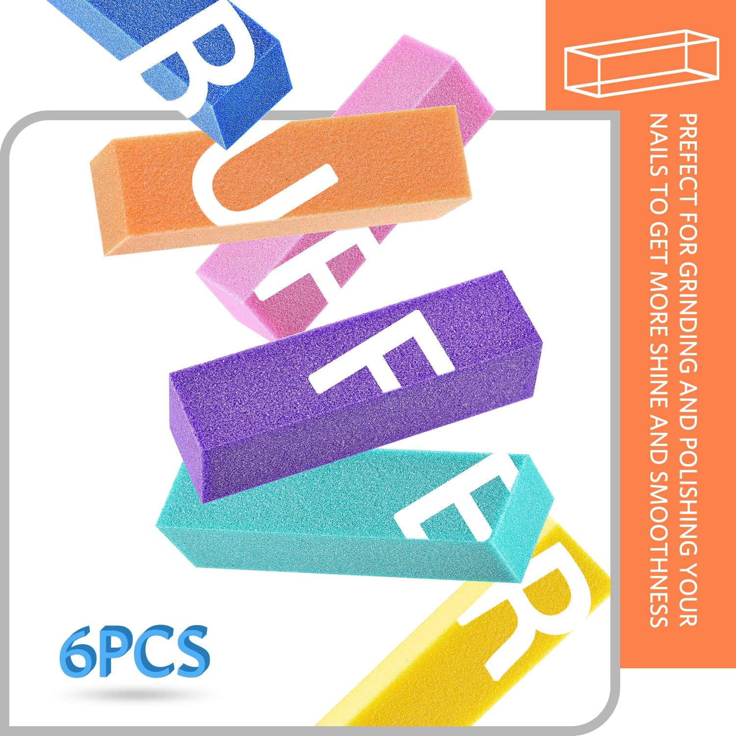 Tsmaddts Nail Files and Buffers, Professional Manicure Tools Kit Rectangular Art Care Buffer Block Tools 100 180 Grit 12Pcs(Black) image number 1