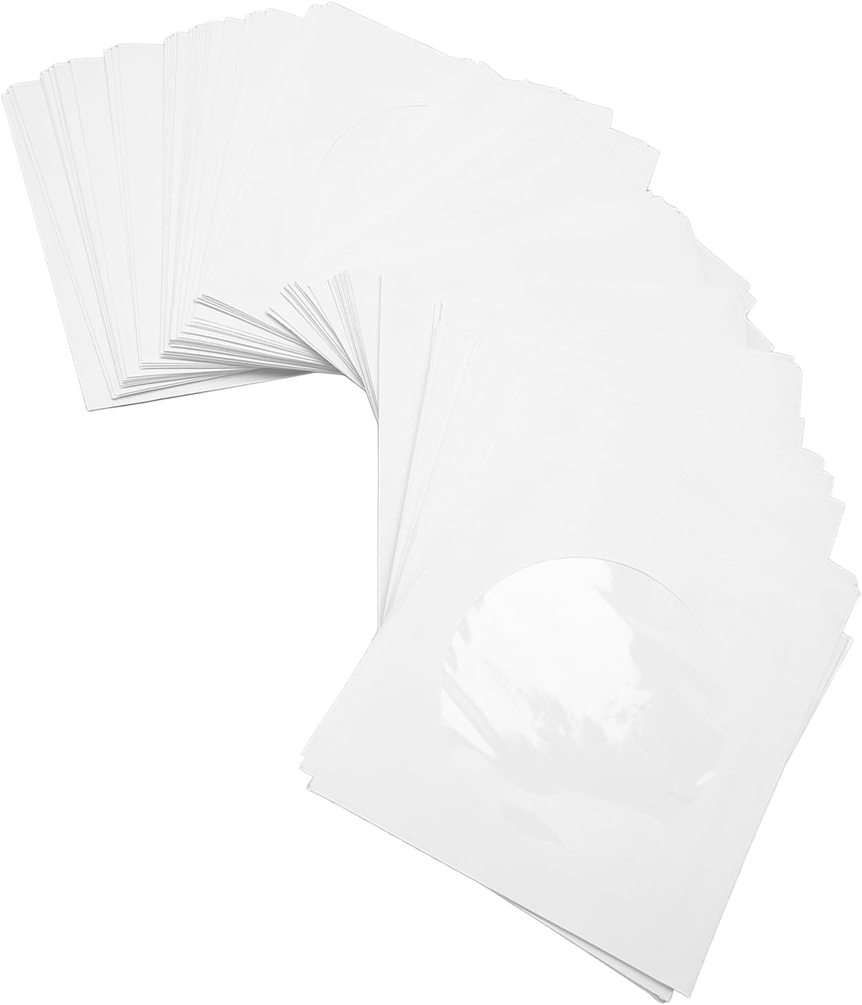 100Pcs CD DVD Sleeves, 100 Pack Maxtek Premium Thick White Paper for 8Cm CD DVD Disc, CD DVD Sleeves Envelope with Clear Window Cut Out and Flap image number 1