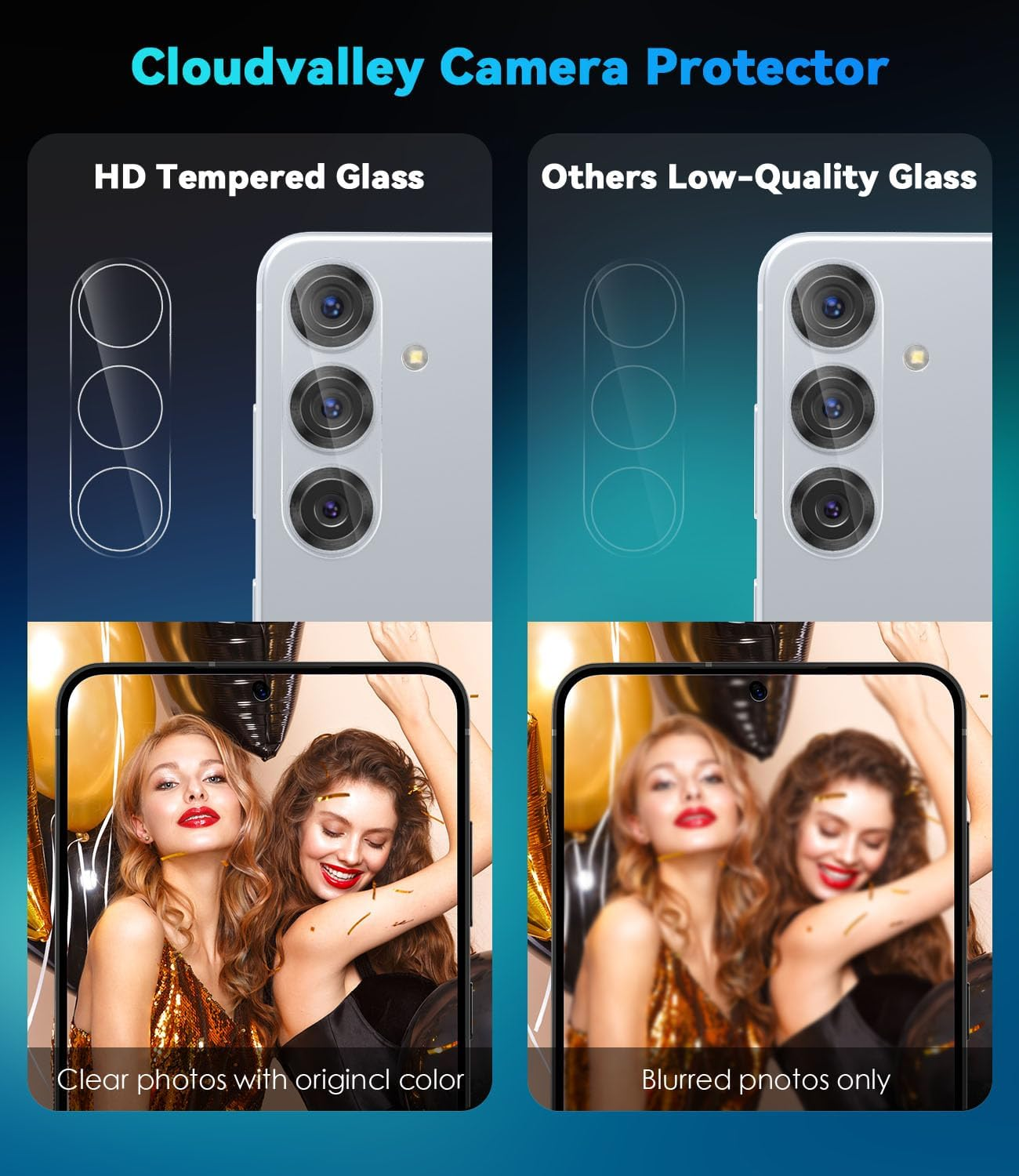 Cloudvalley [3 Pack] Camera Lens Protector for Samsung Galaxy S25, 9H Tempered Glass Lens Cover, Anti-Scratch & Case Friendly [Not Affect Flash & Night Shot],Clear - Clear image number 2