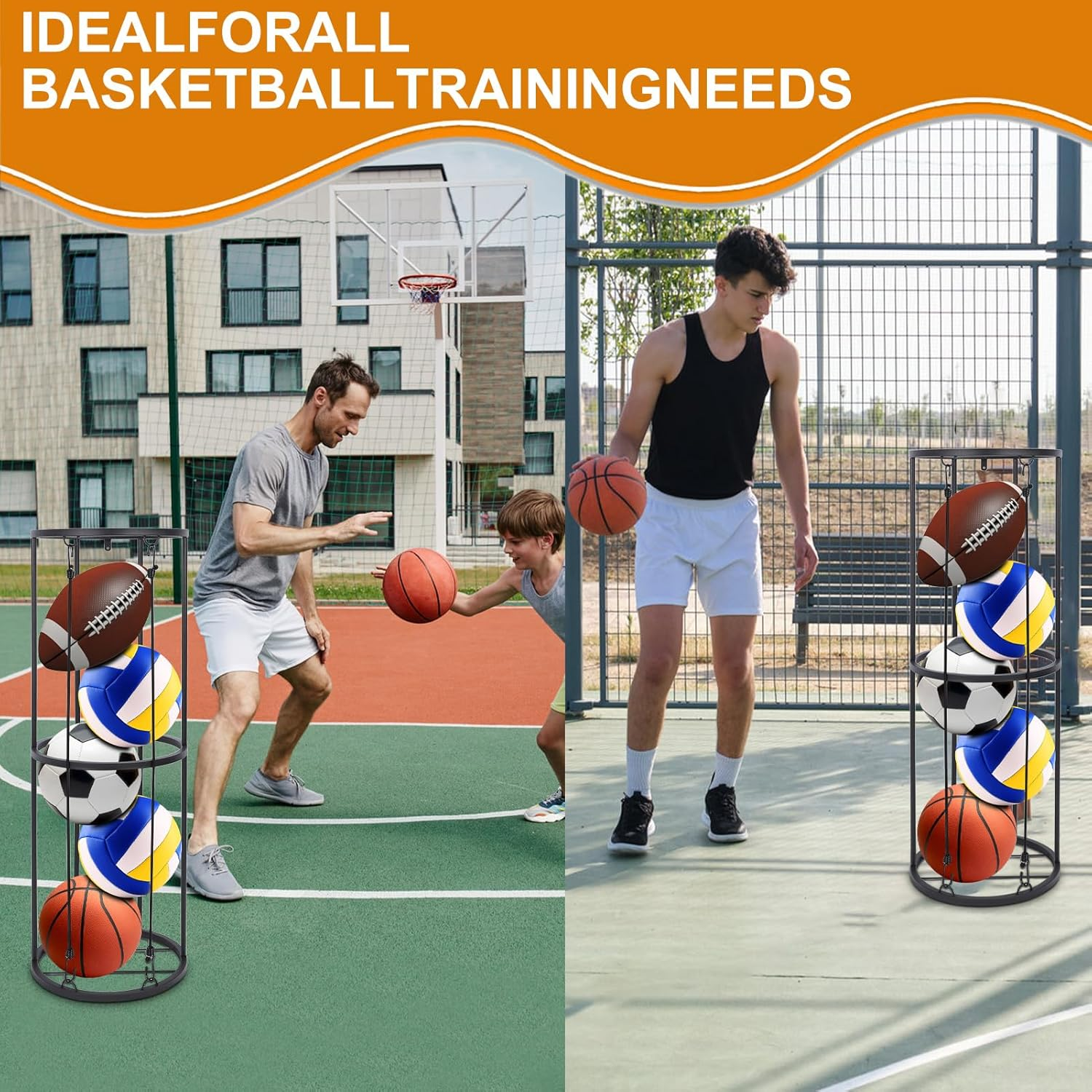 ZEMBSOYA Vertical Ball Storage Rack, Wall-Mounted Garage Sports Equipment Organizer for Basketball, Soccer and Volleyball. image number 3