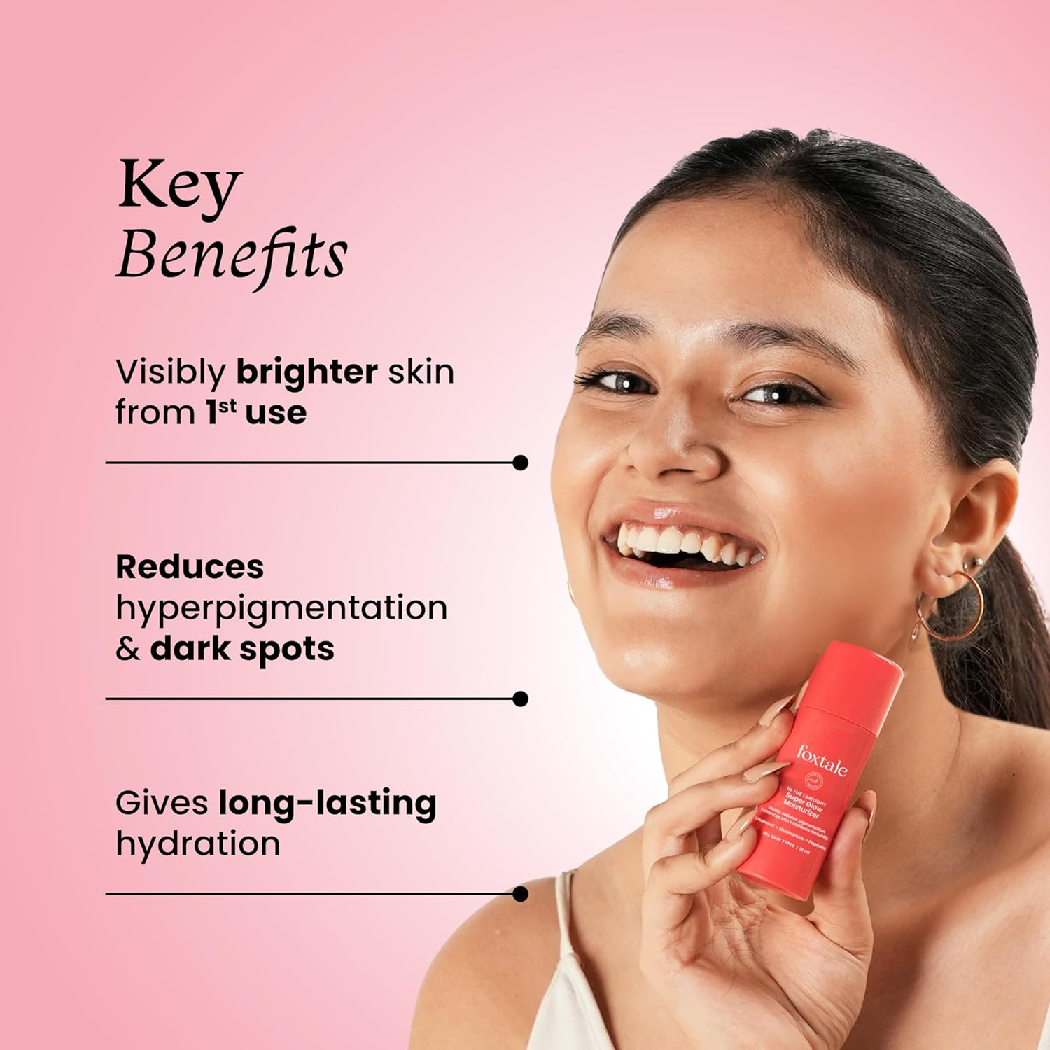 Foxtale Vitamin C Super Glow Moisturizer with Niacinamide, Squalene for Instant Brightening, Hydration & Glowing Skin | Reduces Dark Spots, Uneven Skin Tone, Pigmentation Women, Men - 15Ml image number 3