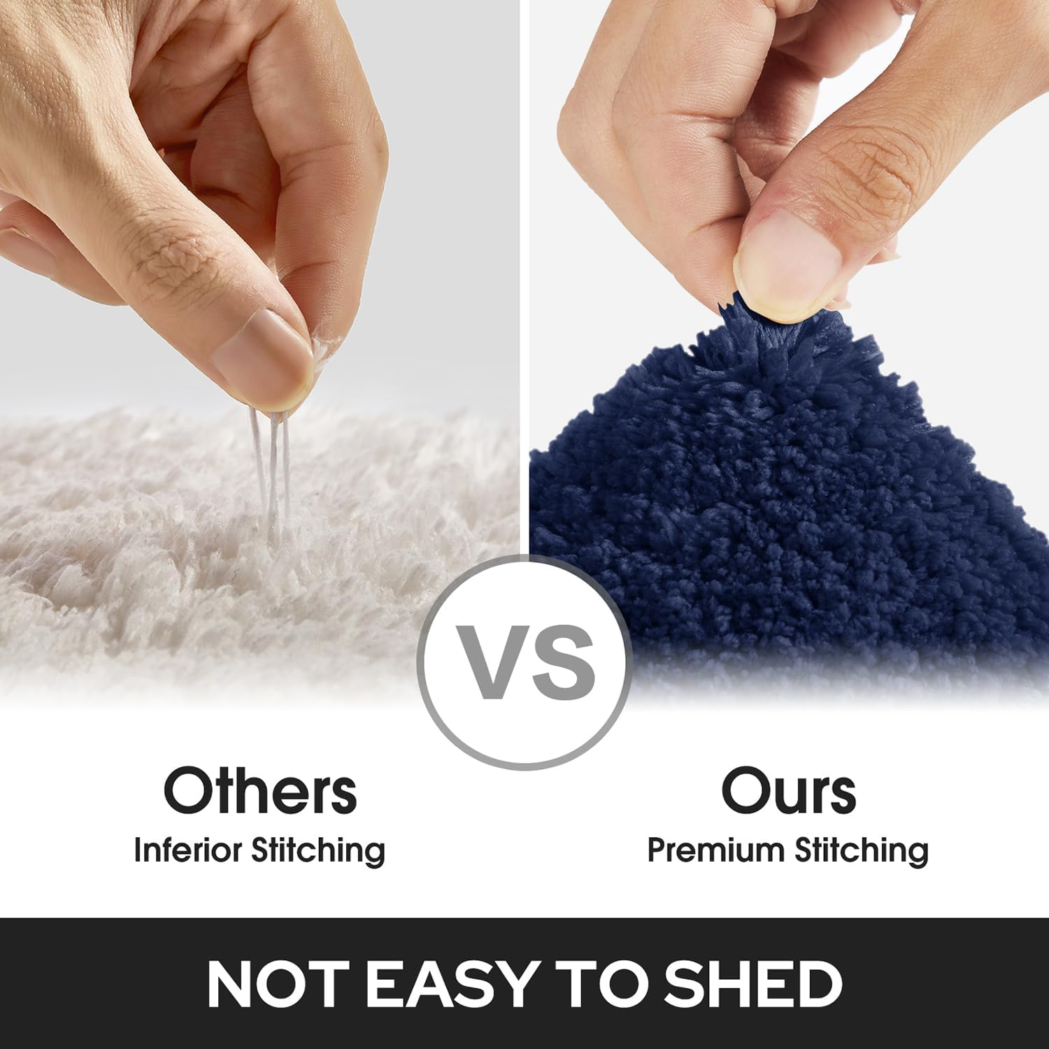 HOMEIDEAS Bathroom Rugs Sets 2 Piece, Super Soft and Absorbent Non Slip Microfiber Machine Washable Bath Mat Set (20" X 32" + 16" X 24", Navy Blue) image number 1