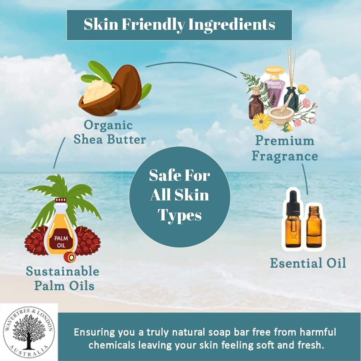 Wavertree and London Beach Soap Bar 200 G image number 1