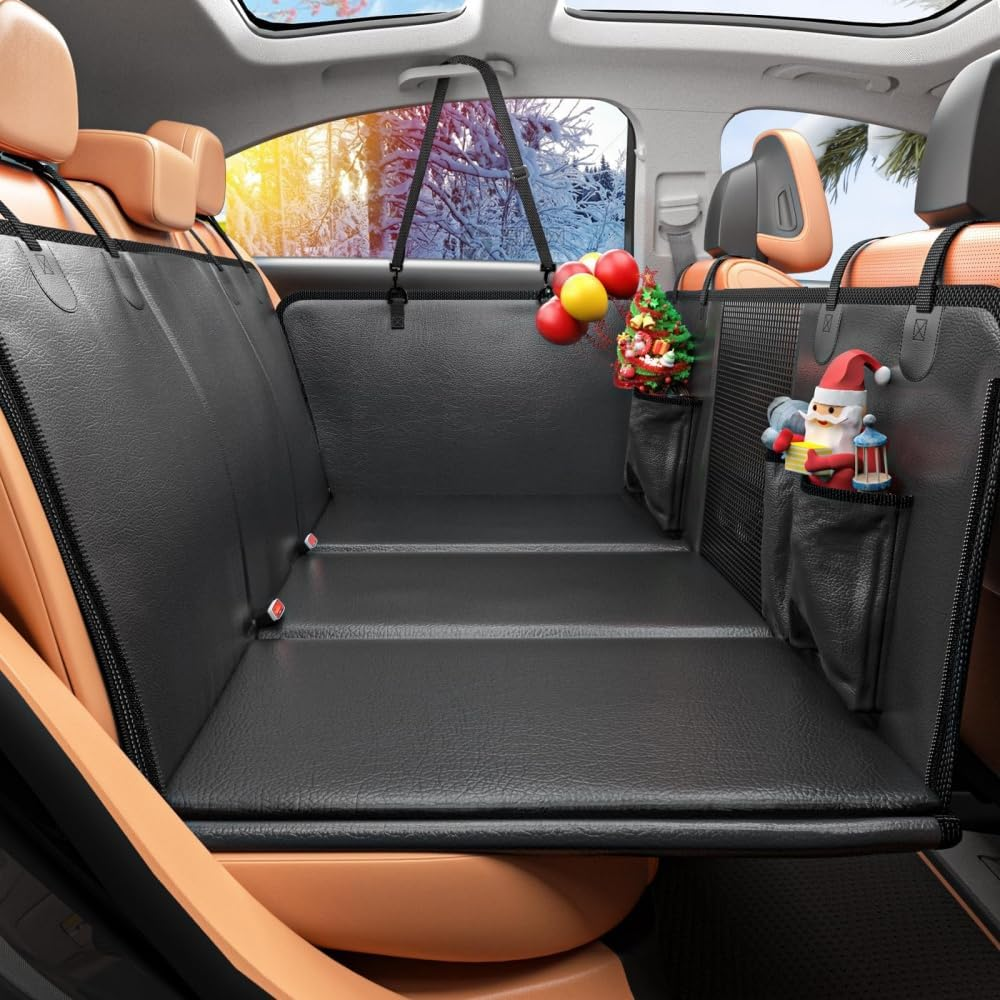 Aoiiigo Dog Car Seat Cover for Back Seat Waterproof Dog Car Seat Cover with Hard Bottom Scratch Prevent and anti Slip PU Leather Dog Hammock for Cars, SUV and MPV image number 4