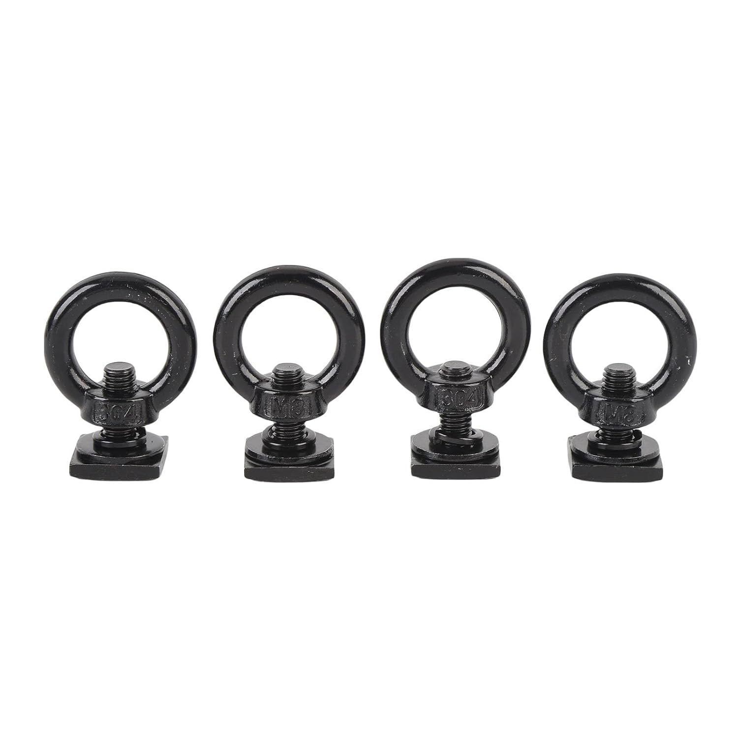 Jiawu M8 Stainless Steel T-Bolt Eye Nut Tie down Rings, 4 Pack, Black