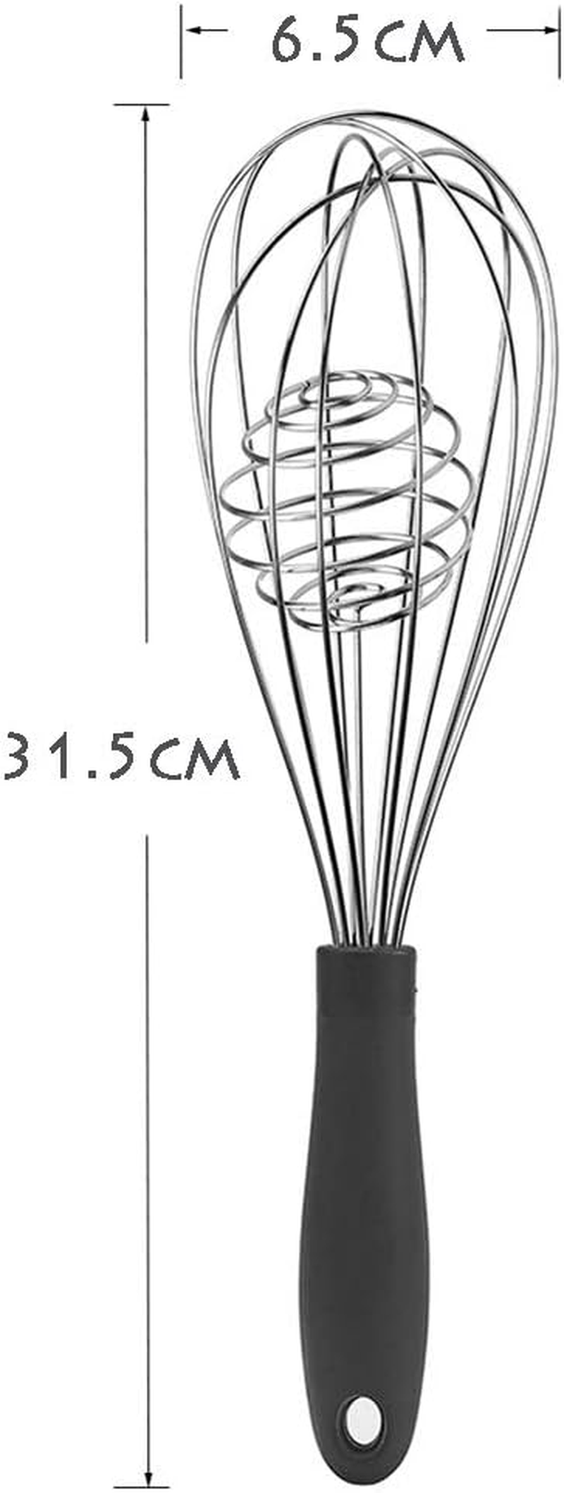 Metal Whisk, Stainless Steel Hand Mixers, with Spring Coil, Manual Egg Whisk with ABS Handle, Double Effect Mix, Practical Kitchen Gadgets,Silver image number 1