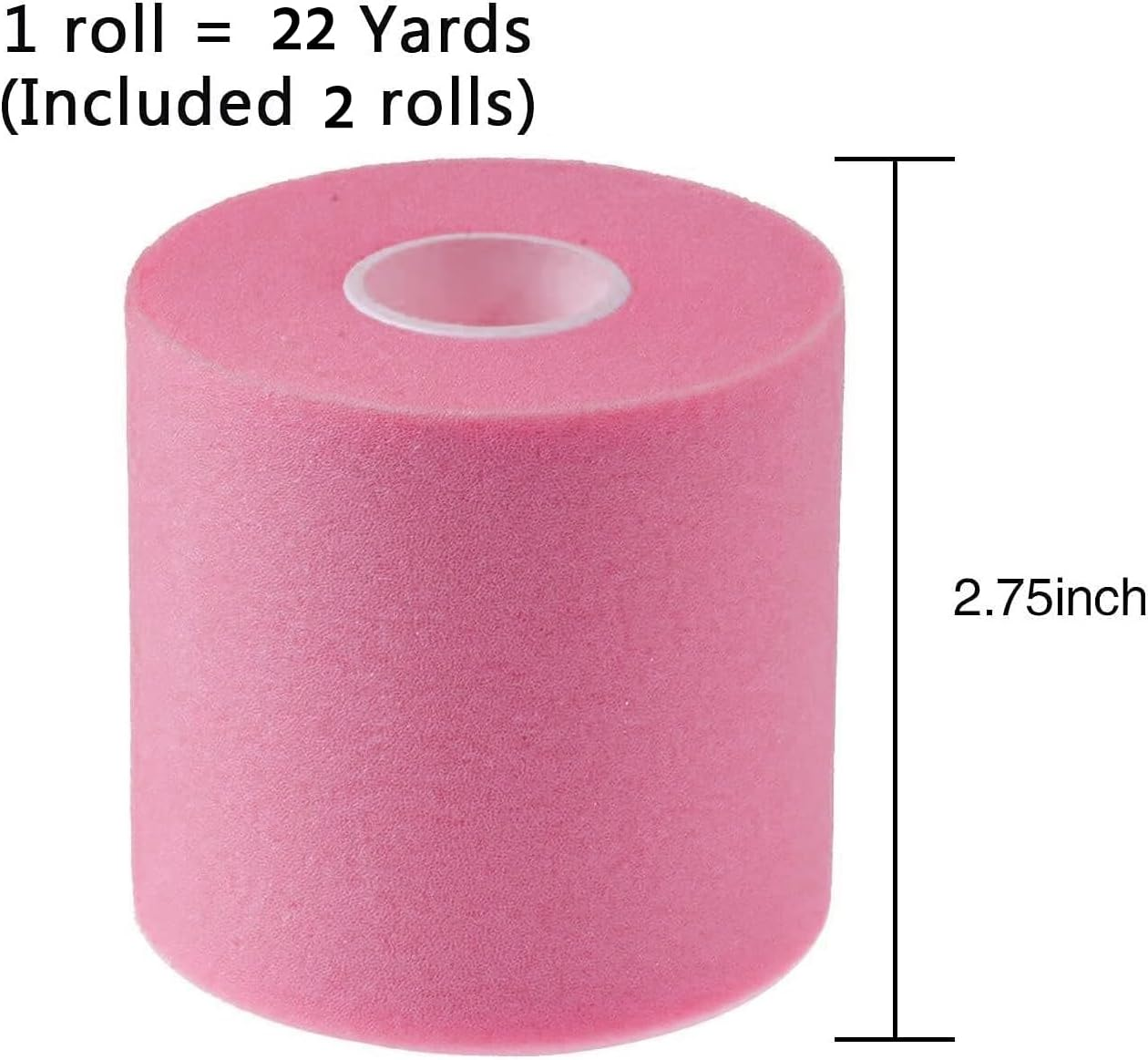 2Pack 22 Yards Pre-Wrap Athletic Tape Foam Underwrap Tape Sports Foam Underwrap Bandage Athletic Foam Tape for Wrists Elbows Knees Ankles Hair(Rose Color) image number 5