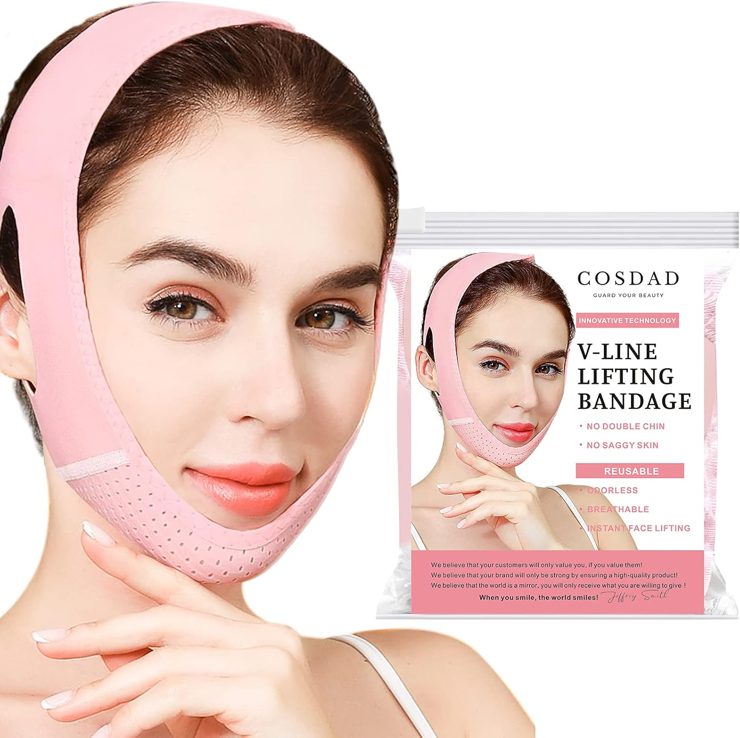 COSDAD Reusable Double Chin Reducer Chin Strap Face Slimming Strap Face Slimmer Shaper for Women,Breathable Comfortable V Line Lifting Mask,Innovative Lifting Technology,One Fits All,Purple
