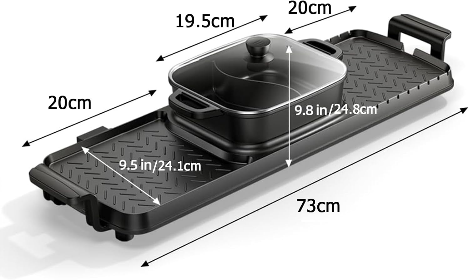 Smokeless Electric Hot Pot & Grill Combo, Large 72X26Cm Non-Stick Design, 3 Adjustable Heat Levels, Easy to Clean image number 6