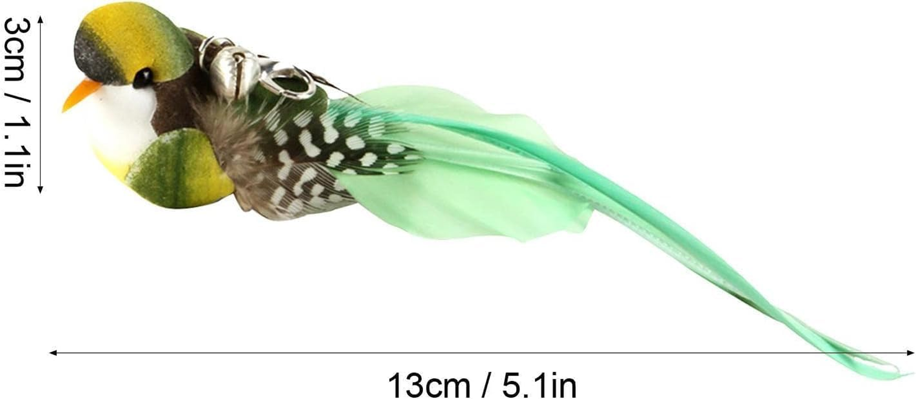 Squarezhenbo Green Bird Cat Toy for Indoor Cats, Cat Toy Wand, Refills, Bird Replacement Head with Bell - Handmade Cat Toy Bird Replacement for Cat Wand, Cat Toy, Feather Toy image number 1