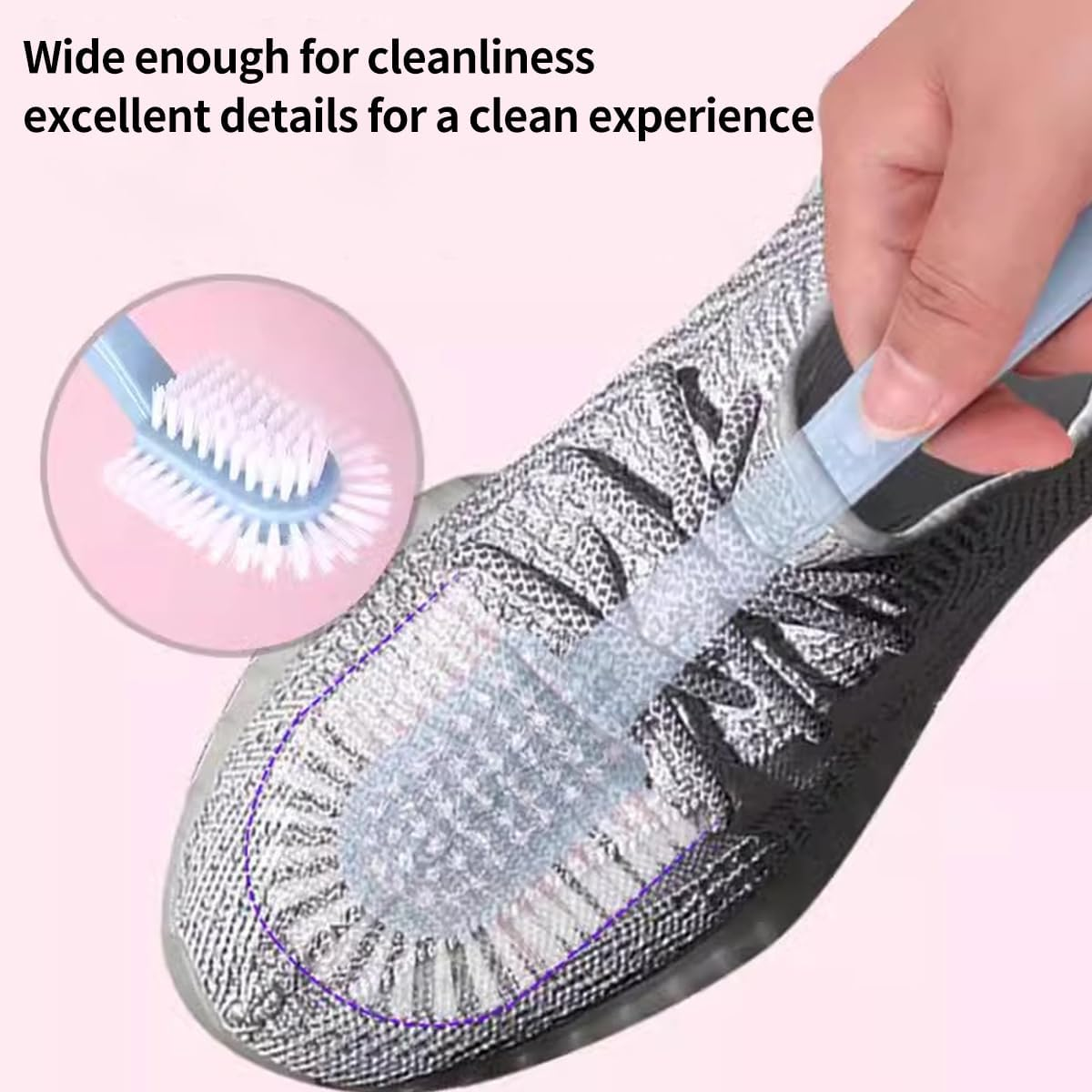 NILLOS Professional Shoe Brush, 3 PCS Portable Cleaning Brush Shoe Washing Brush for Cleaning Clothes and Sneakers (Pink, Blue, Green) image number 2