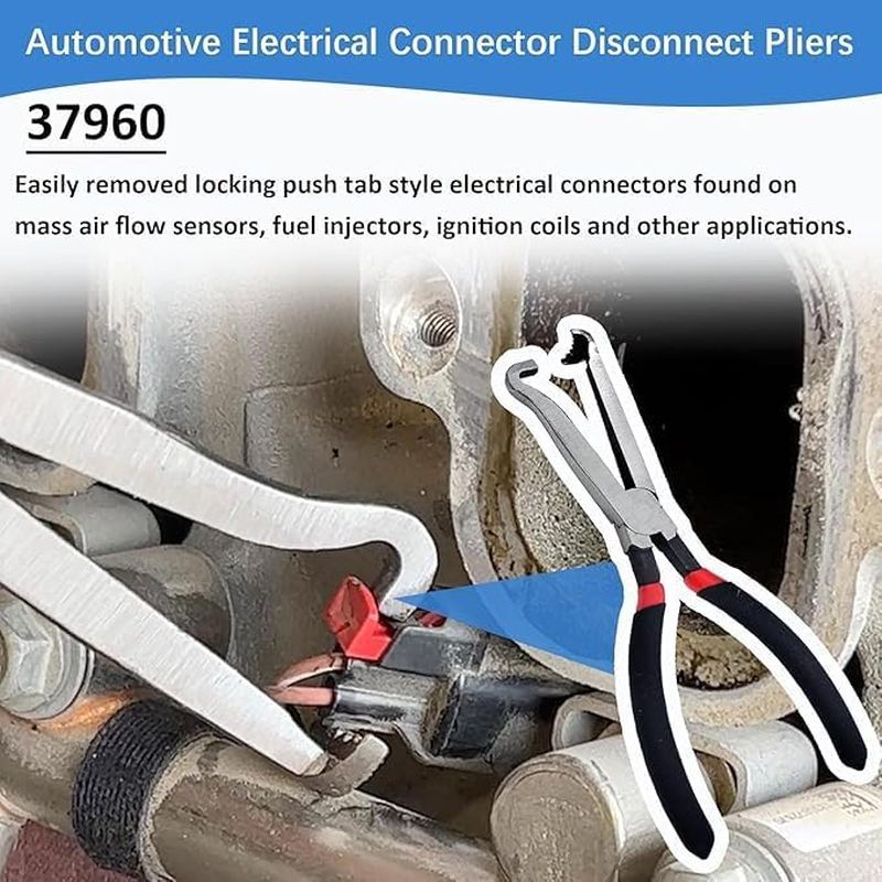 Electrical Disconnect Pliers, 1 Automotive Electrical Connector Disconnect Pliers, Long Spark Plug Disassembly Pliers, Tear down Air Flow Sensors Fuel Injectors (Red) image number 6
