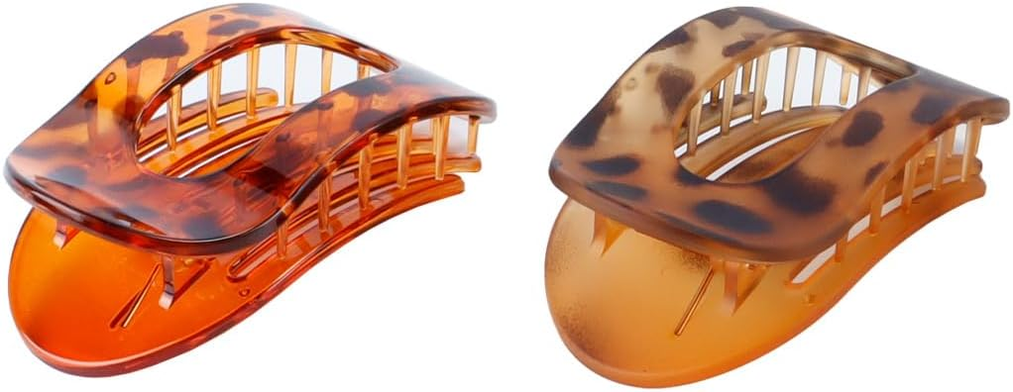 Orivin 4Pcs round Flat Hair Clips for Women Back of Head Styling 2 Matte 2 Shiny Leopard Print PC Material image number 3