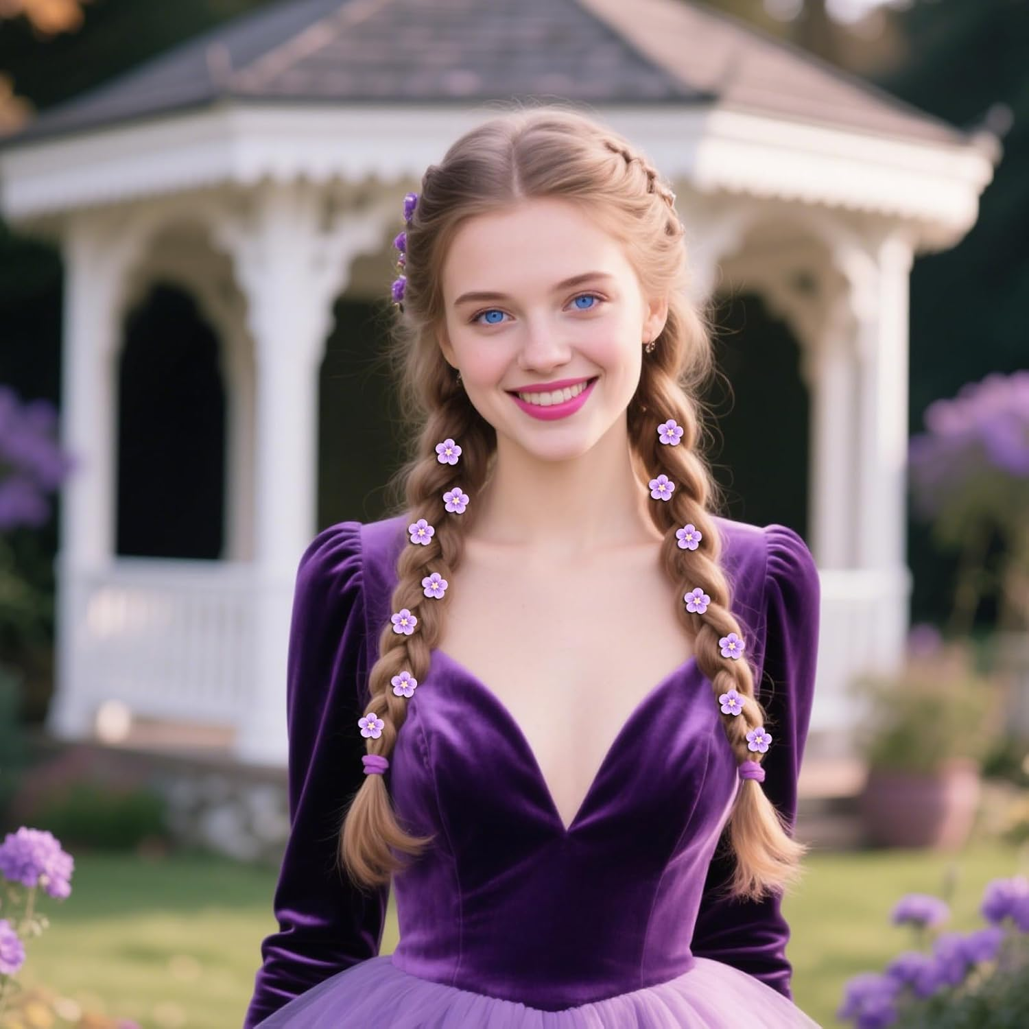 Bumlofa Pack of 20 Small Hair Clips Flower in Purple Hair Clips Girls for Hairstyles Decoration & Party Look image number 2