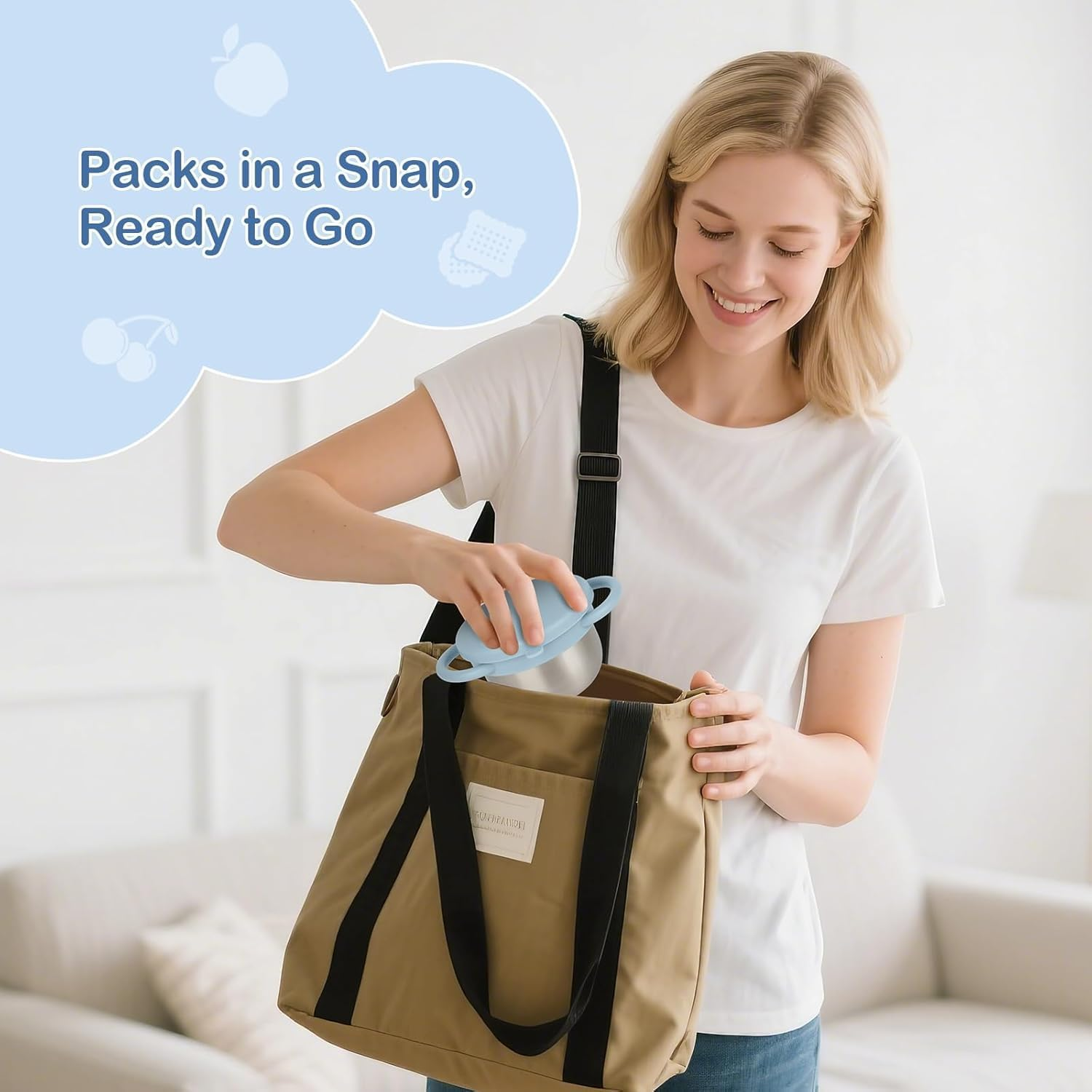 2-Pack Stainless Steel Snack Containers for Baby Toddlers with Spill-Proof Silicone Lids & Handles - 3-In-1 Baby Snack Cups, No-Spill Baby Snack Box Perfect for On-The-Go, Dishwasher Safe, Food Grade image number 1