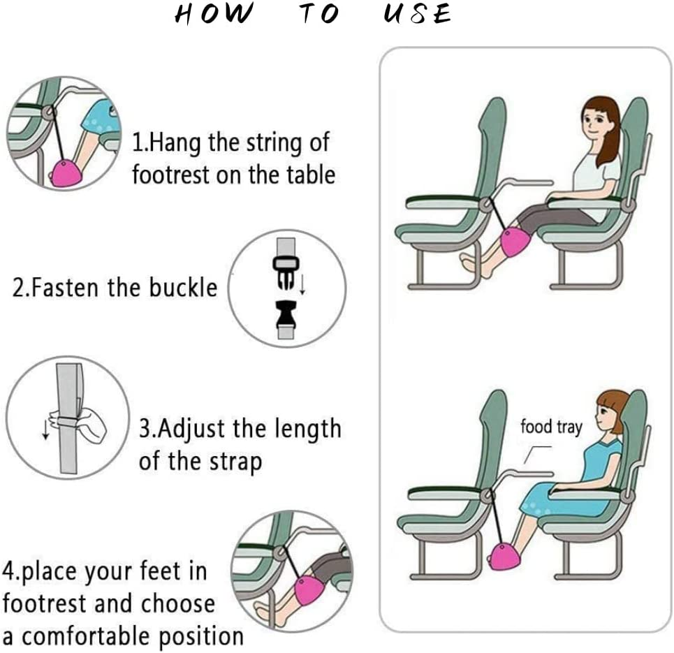 Airplane Footrest - Best Travel Essential, Airplane Travel Accessories, No Clashing Foot Hammock & Portable Plane Leg Rest, Provides Relaxation and Comfortable for Long Flight image number 2