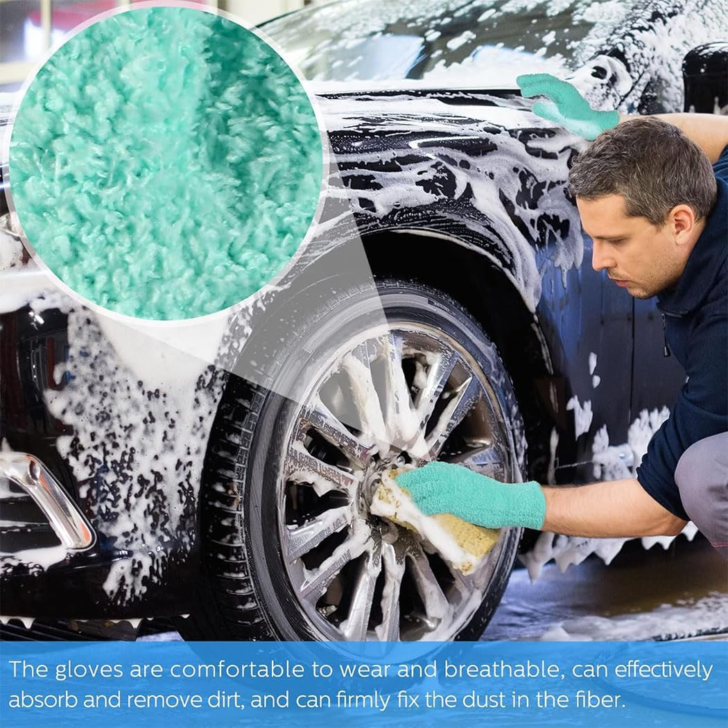 Idopick 2 Pairs Microfiber Gloves for Plant Dusting, Reusable, Washable Mittens Dusting Gloves for House Cleaning Shutters Windows outside Plants House Cars image number 5