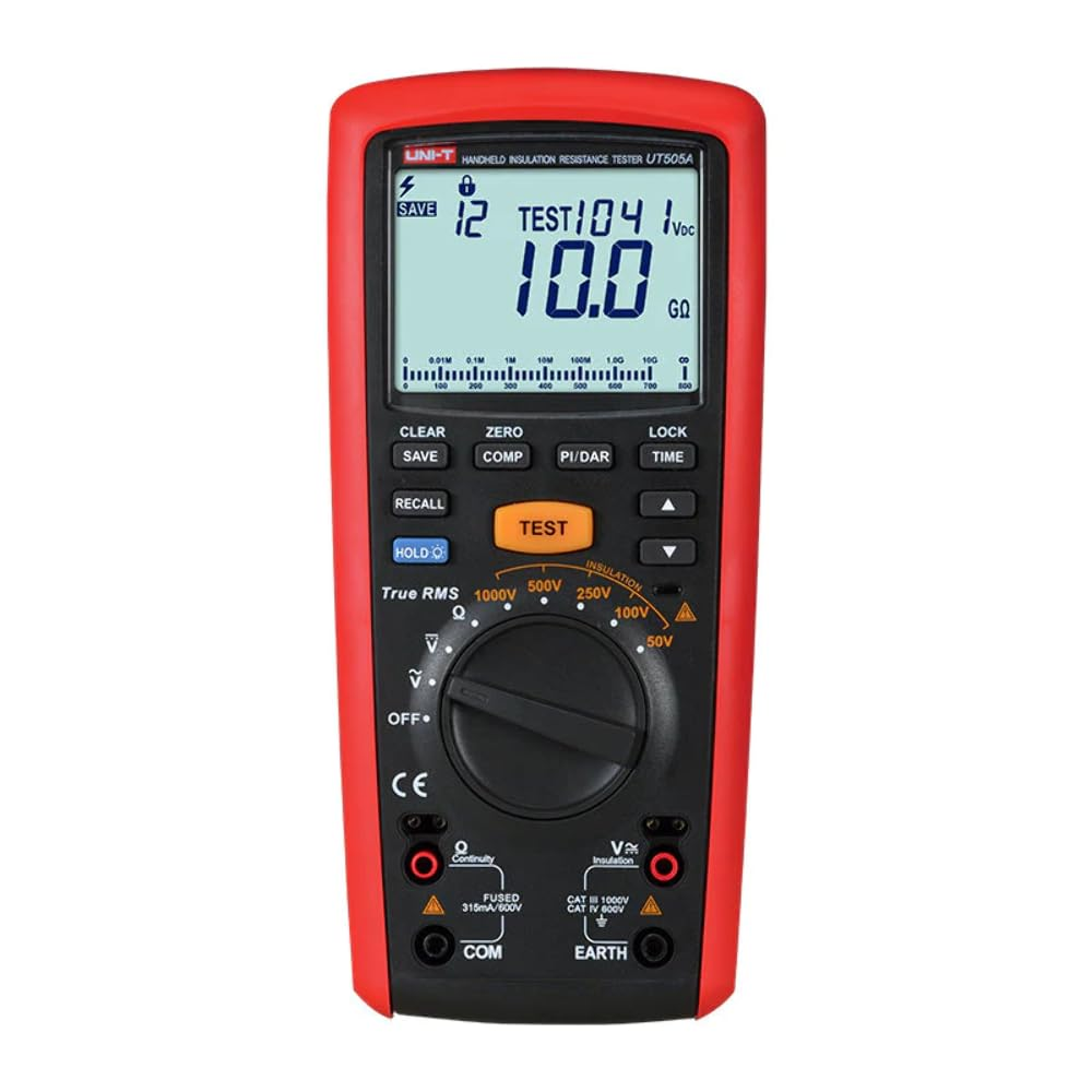 UNI-T UT505 Series Handheld Insulation Resistance Tester, Red/Grey Measure Insulation Resistance, PI, DAR (UT505B) image number 2