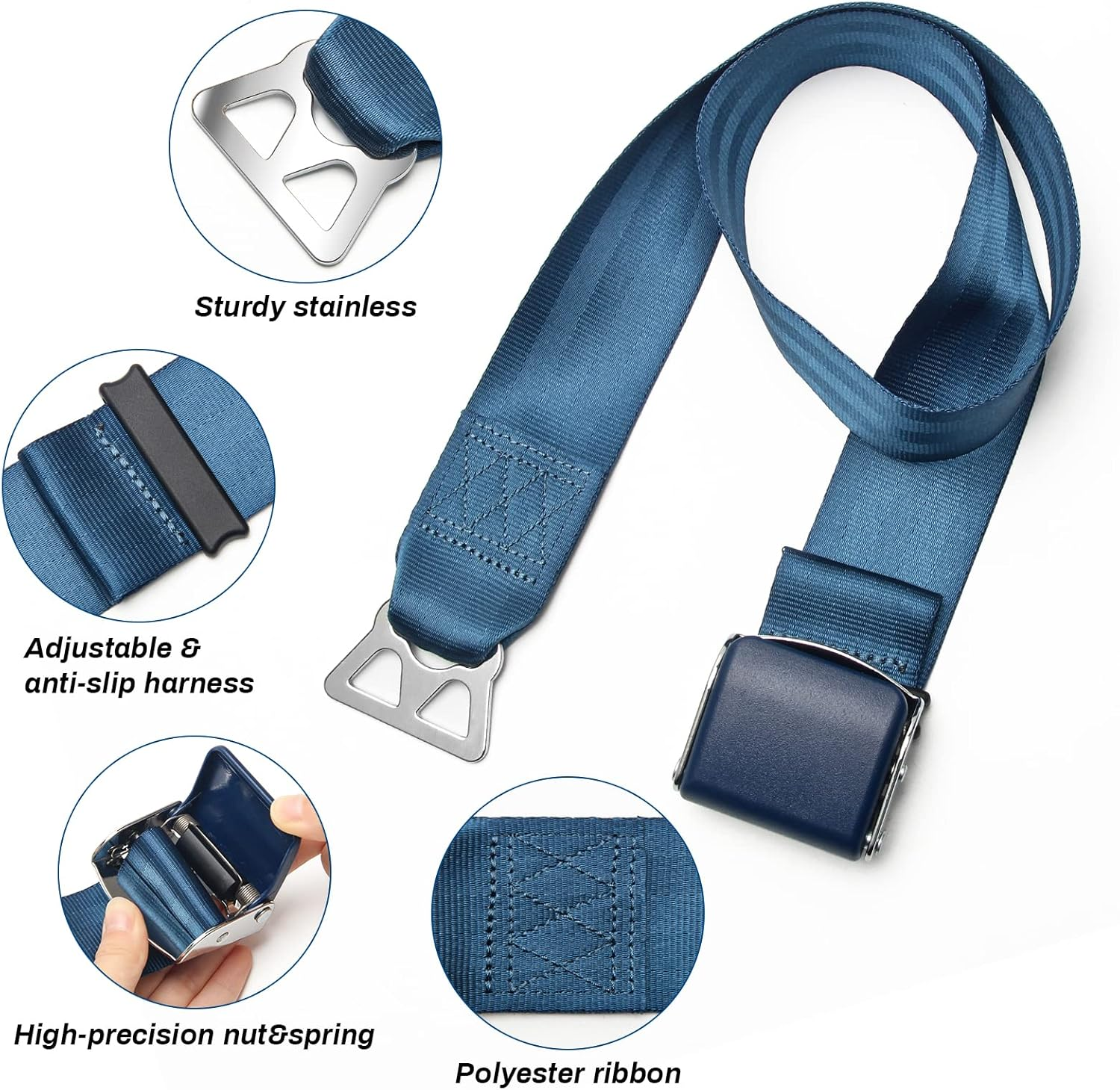 Coolrunner Airplane Seat Belt Extender, Adjustable 7-32" Airplane Seatbelt Extender - FITS MOST Airlines - Free Carrying Case (Blue) image number 3