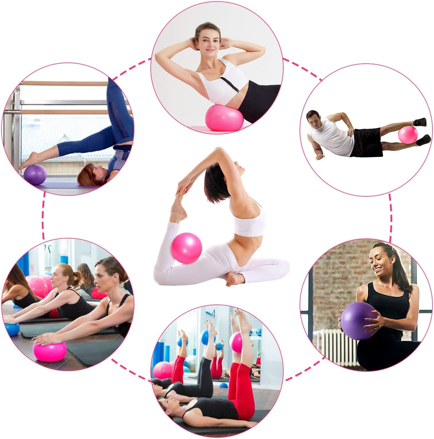 Topbine 2 Pcs Pilates Ball 23Cm Small Exercise Ball Stability Ball for Yoga Barre Core Training and Physical Therapy- Comes with Inflatable Straw image number 2