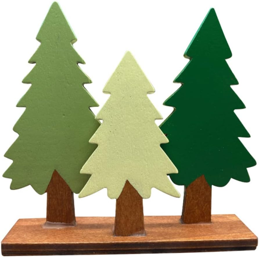 Artificial Pine Tree Ornaments Wooden Simulation Tree Christmas Decoration Home image number 4