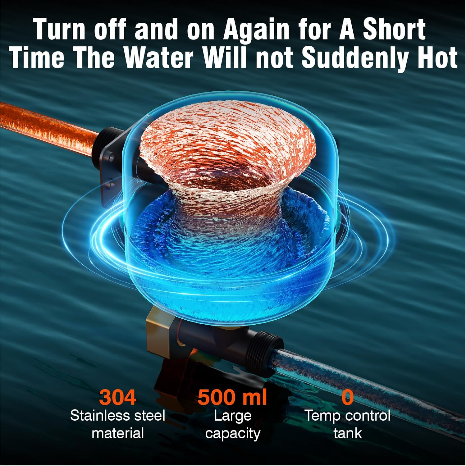 Ranein 65,000 BTU RV Tankless Water Heater, Updated Version, Max 3.9 GPM, with Whtie Door and External Shower, on Demand Instant Hot Water Heater, Start/Stop Thermostat, Compatible with All Rvs - Whtie image number 6