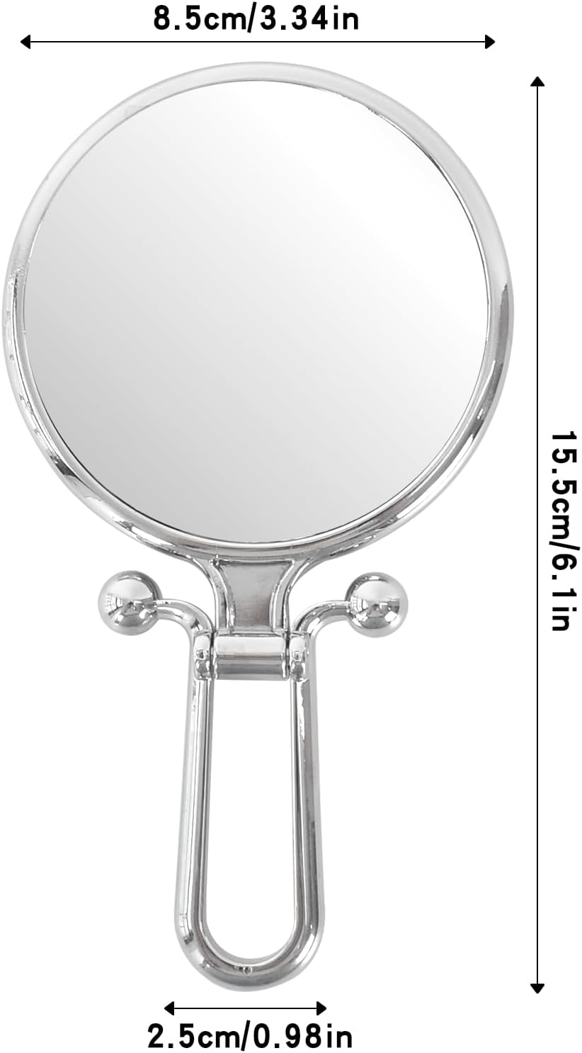 Hand Mirror, Magnifying Mirror 10X/1X, Handheld, Double Sided Travel, Hand Mirror with Handle, Hand Held Compact Mirror Portable Foldable Makeup Mirror (Silver) image number 4