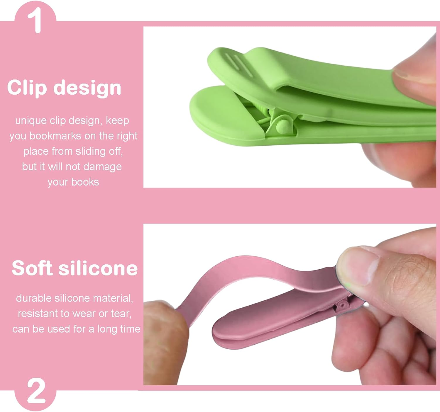 Zvorgath Automatic Silicone Bookmarks,Silicone Book Marks for Reading Lovers - Women, Men, Kids, Teachers, Reading Accessories Gifts, 3Pcs image number 1