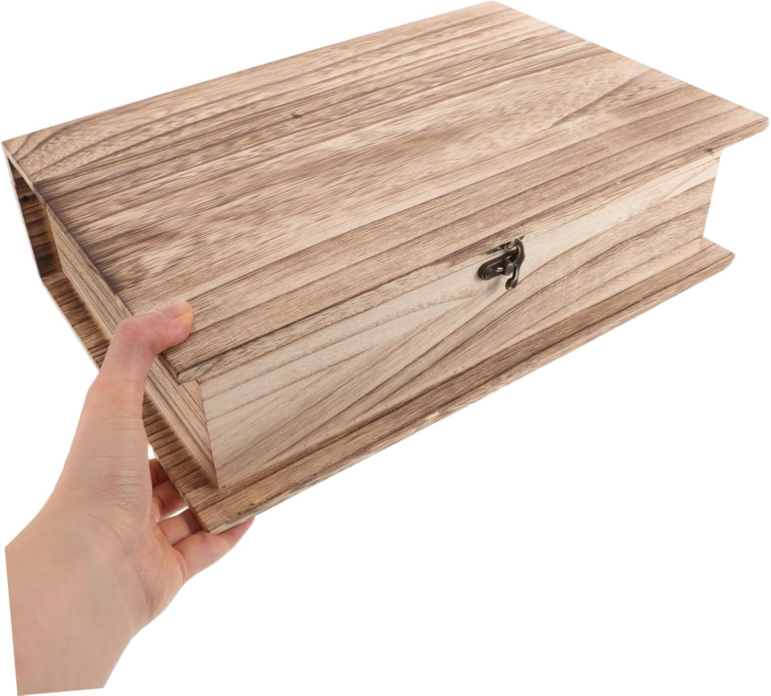 CLISPEED Handcrafted Wooden Memorial Box Large Book Storage Hinged Lid Jewelry Container image number 6