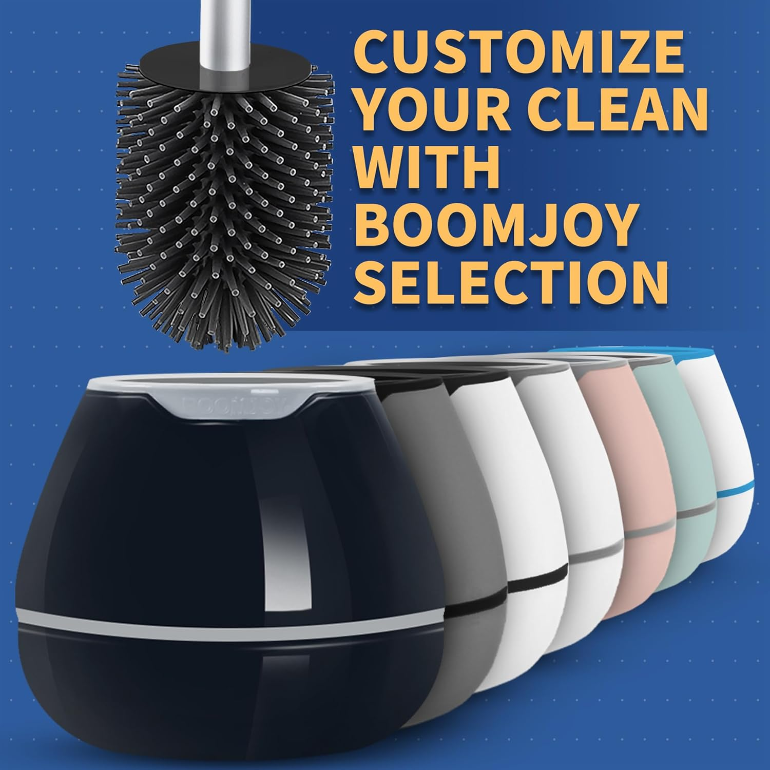 BOOMJOY Toilet Brush with Holder 2 Packs - Silicone Toilet Bowl Brush, Tweezers for Bathroom, Black image number 4