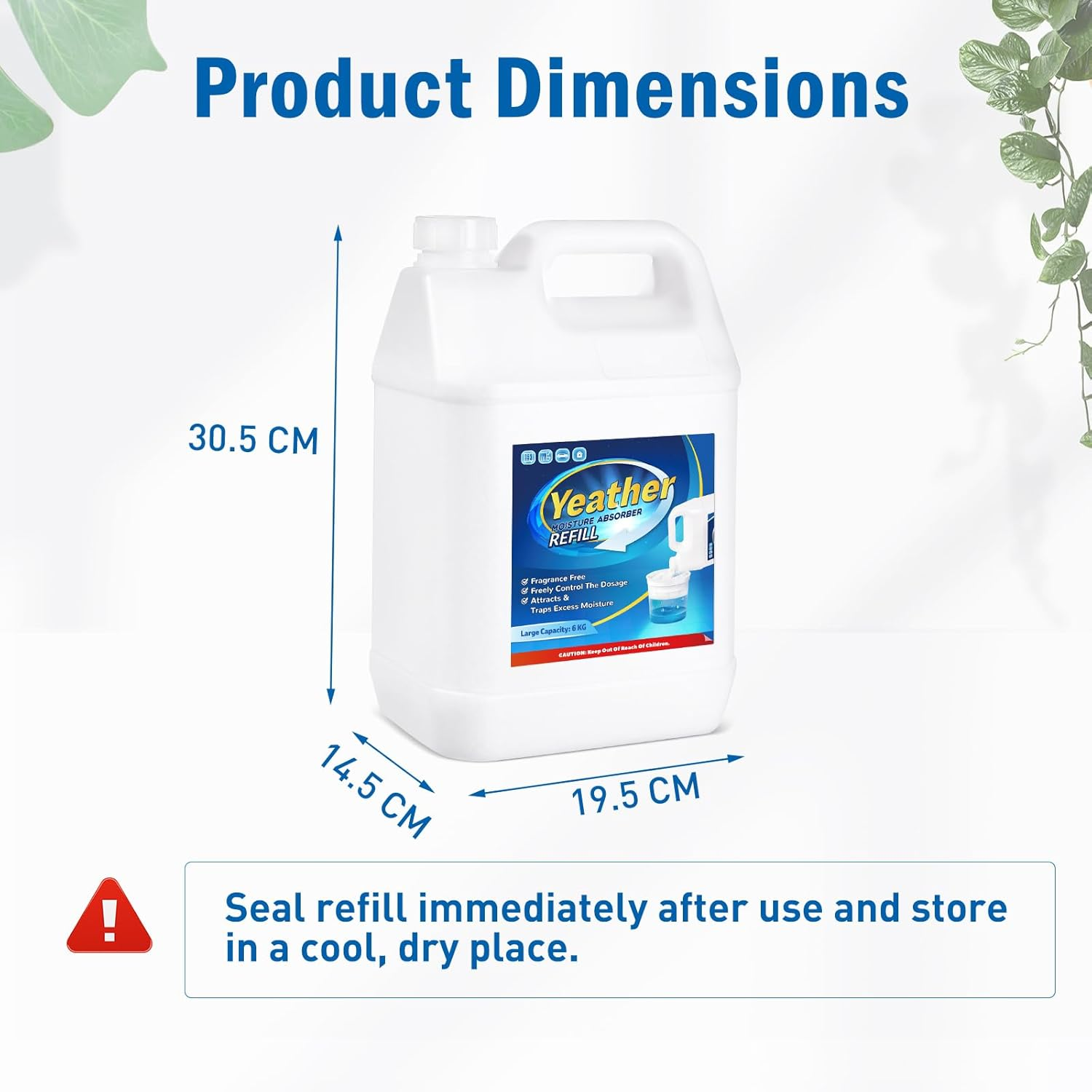 YEATHER 6 Kg Moisture Absorber Super Refill Fragrance Free (13 LBS), Moisture Absorber for Closet Bathroom, Wardrobes, Kitchen, Laundry