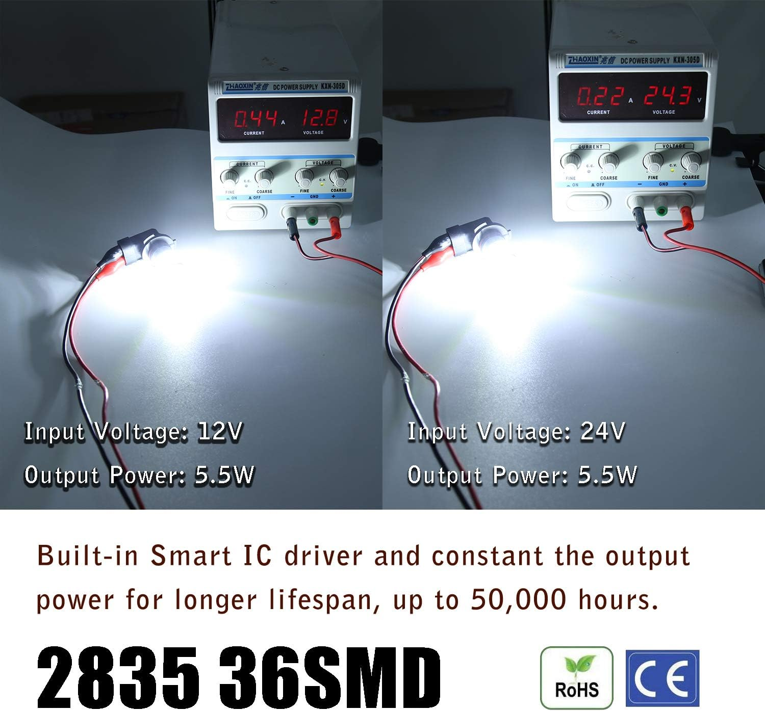 Super Bright 3000Lm H8 H11 LED Fog Lights Bulbs DRL High Power 3030 Chips with Projector Lens Replacement for Cars Trucks, 6000K Xenon White image number 1