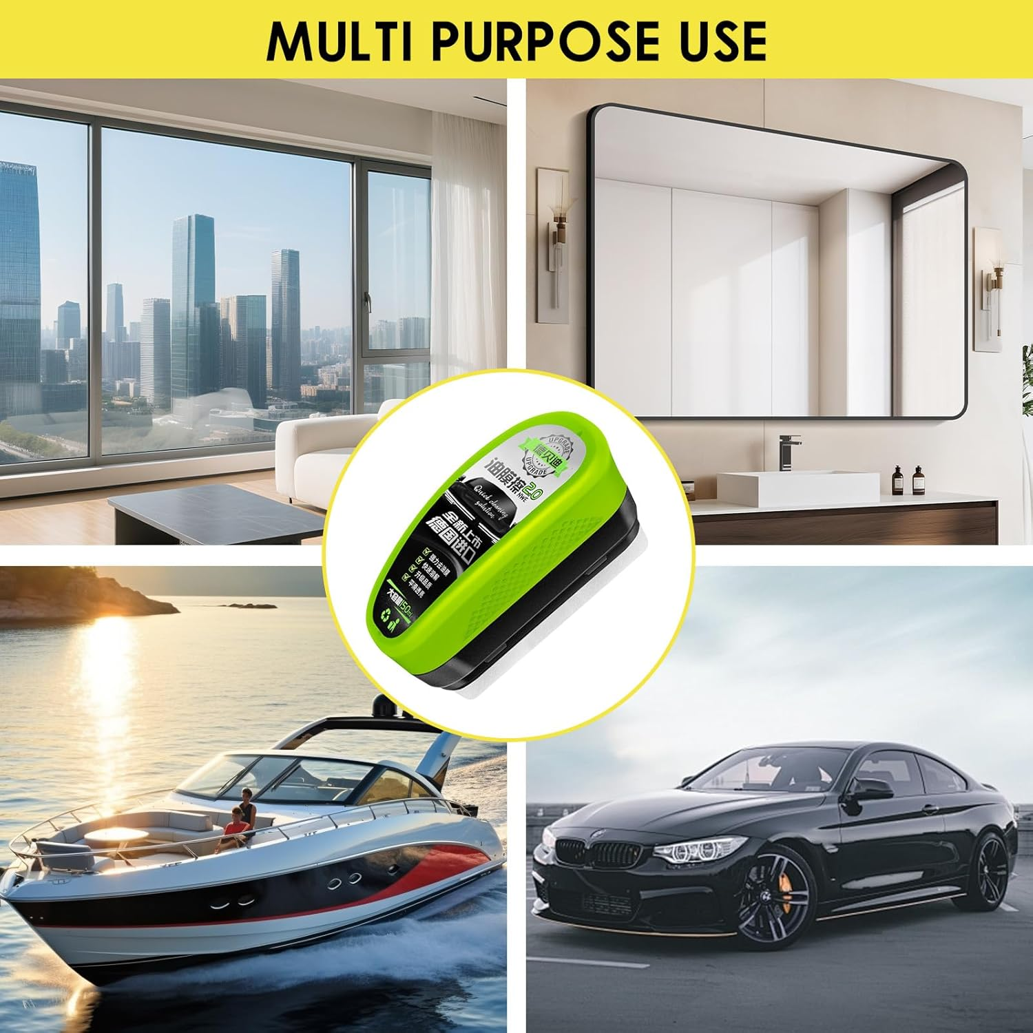 Pearyaest 2025 Upgraded Automotive Oil Film Cleaning Brush,2P Reusable Oil Film Cleaning Brush, Efficiency Car Windscreen Cleaner with Brush,Clear Vision Glass Cleaner (Green) image number 5