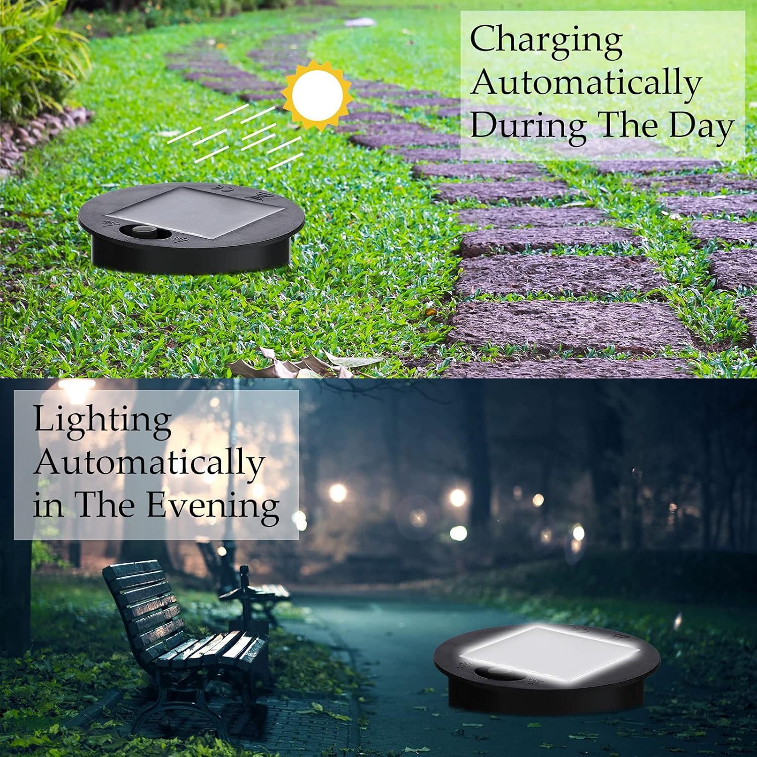 4 Pieces Replacement Solar Light Tops Outdoor Hanging Lantern Solar Light Parts round Waterproof Decorative for Outdoor Hanging Lanterns, Warm(2.76 Inch in Diameter) image number 4