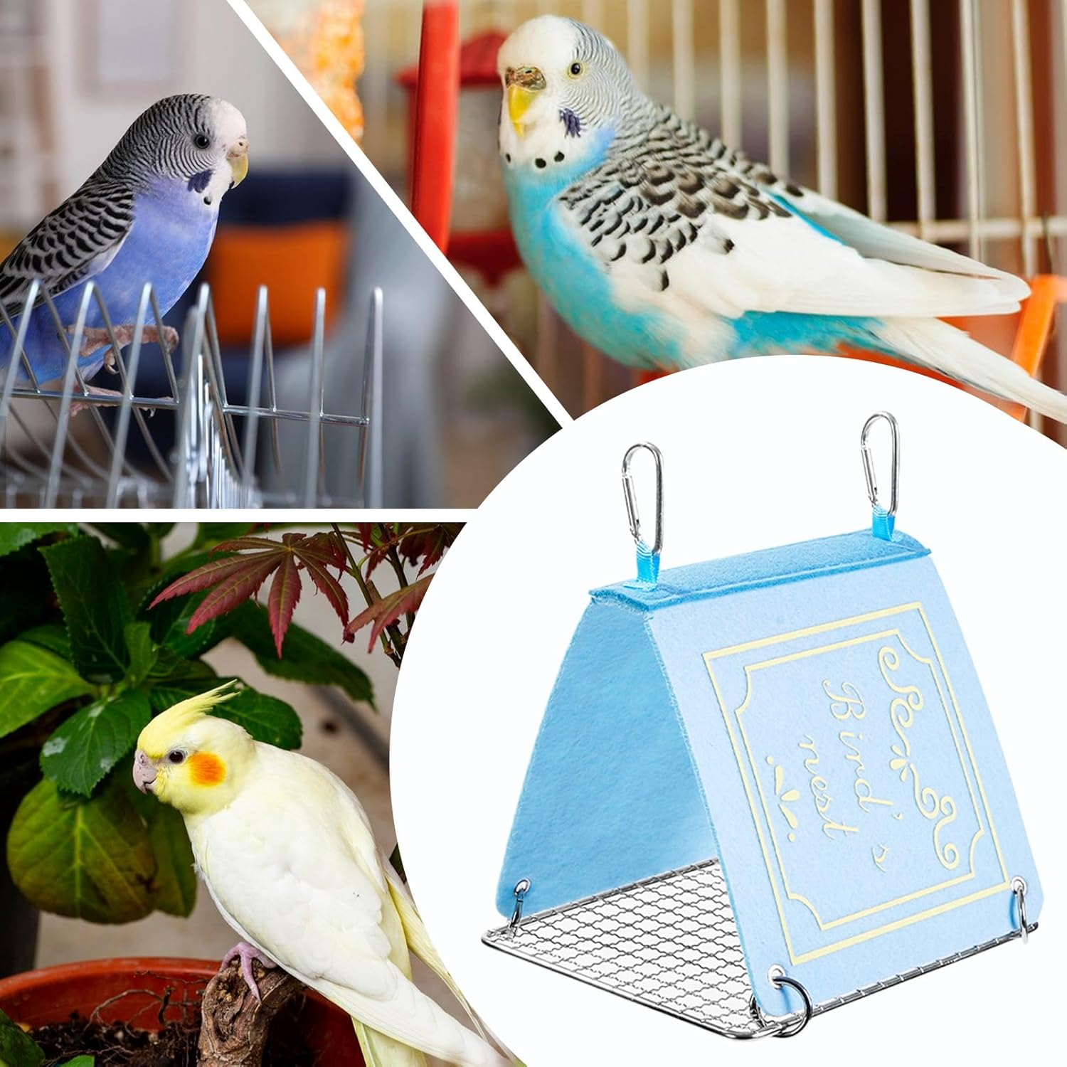 Bird Bed for Cage - Bird House Cockatiel Nest Hammock - Book Nest Perch House Parakeet Cage Accessories for Macaw Finch Conure Cockatoo Canary Cockatiel Lovebird Sleeping image number 1