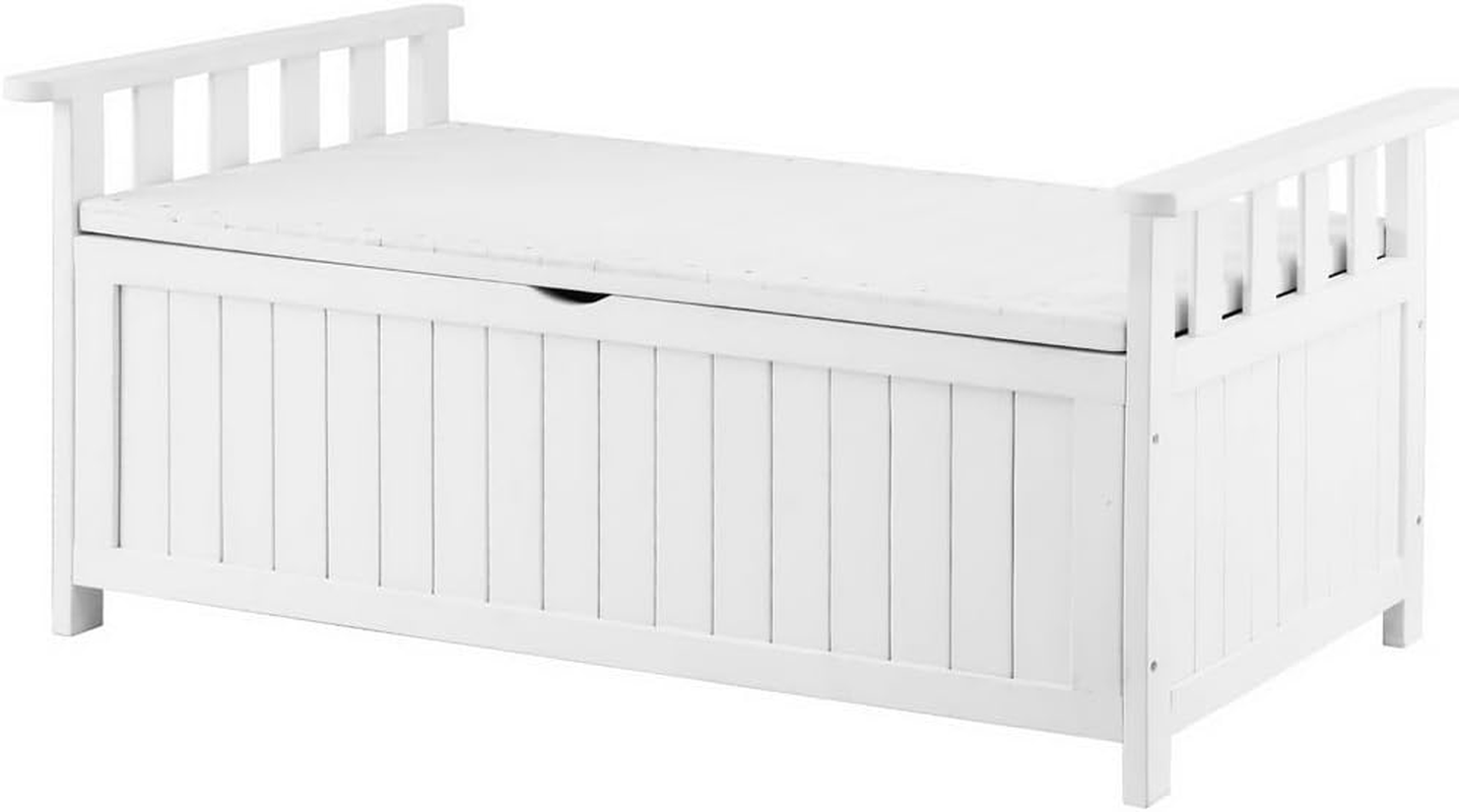 Gardeon Outdoor Storage Bench Box Wooden Garden Toy Tool Patio Furniture White image number 3