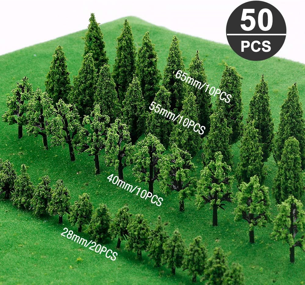 Model Trees Miniature, Train Trees, Railway Landscape, Diorama Trees, Architecture Trees, Pieces Model Trees for DIY Landscape, Mini Landscape Design, Pack of 50
