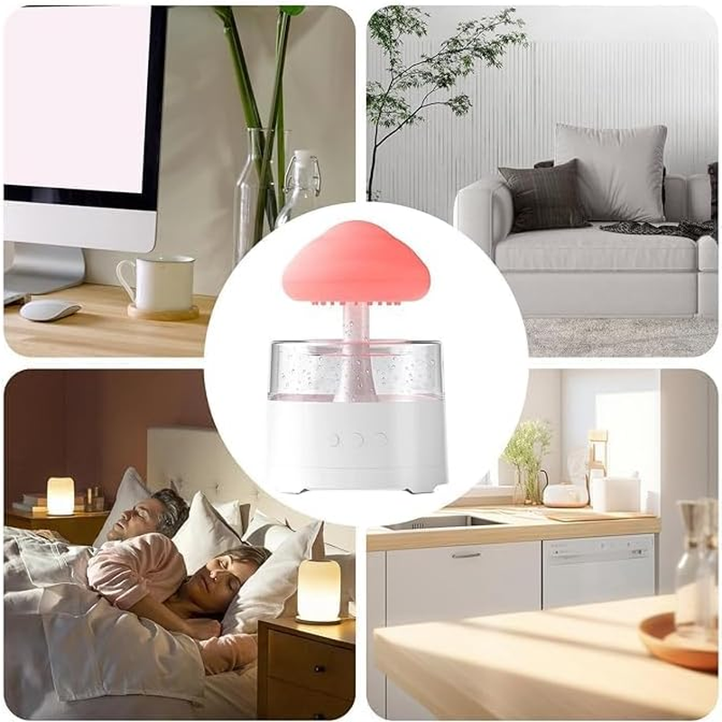 Mushroom Humidifier, Humidifier Water Drop 300Ml Capacity, 7 Colour Mood Light, Cloud Design image number 4
