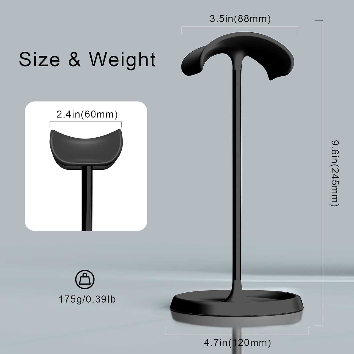 Headphone Stand, Curved Headset Stand with Storage Tray, Desk Earphone Stand, Gaming Headset Holder Accessories for Airpods Max, Beats, Bose, Sennheiser, Sony and Ect.(Black) image number 5