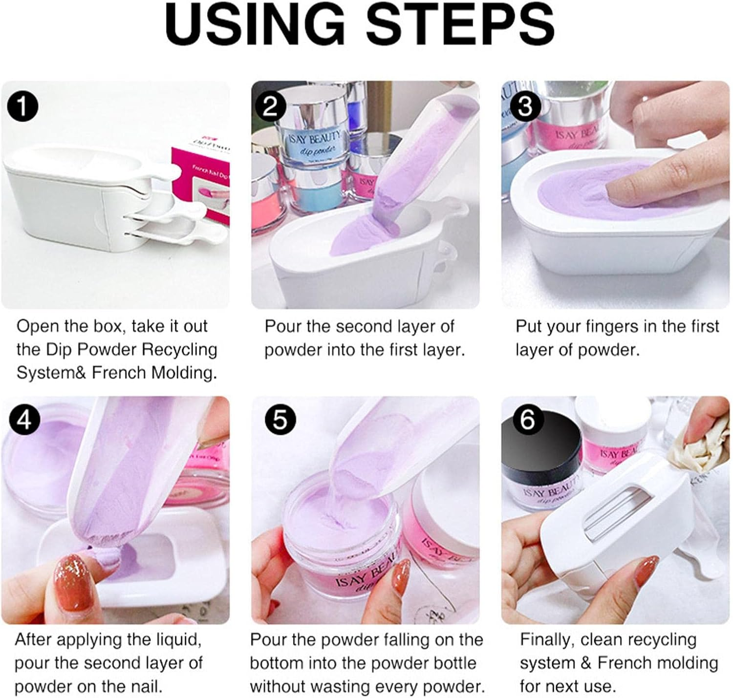 Dip Powder Recycling System | Three Layers Dipping Powder Nail Kit,Dip Powder Recycling Tray System, Dip Powder Saver For image number 1