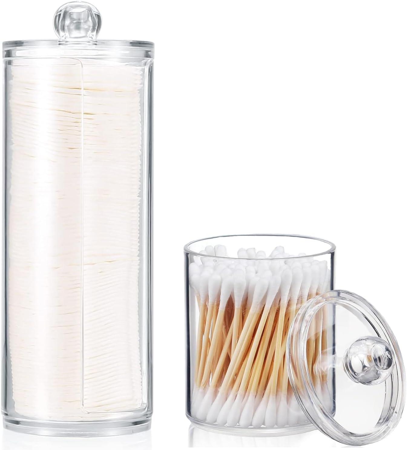 BEANPRECOY Cotton Pad Holder Makeup Pads Container Organizer Holder Cotton Pad Storage Organizer with Lid Cotton Pads Holder Acrylic Makeup Pads Container Organizer, for Cotton Balls Swabs Cotton Pa image number 2