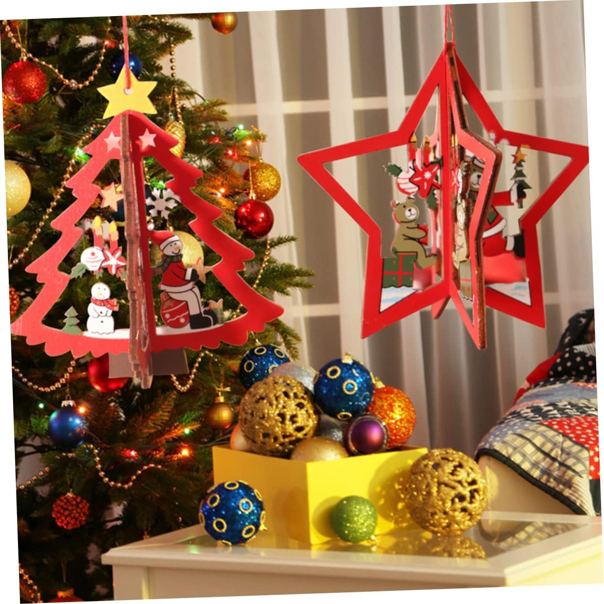 3Sets Christmas Tree Pendant Ornaments for Festive Window Home Decoration Essential for Holiday Tree Strong Christmas Hanging Decor image number 2