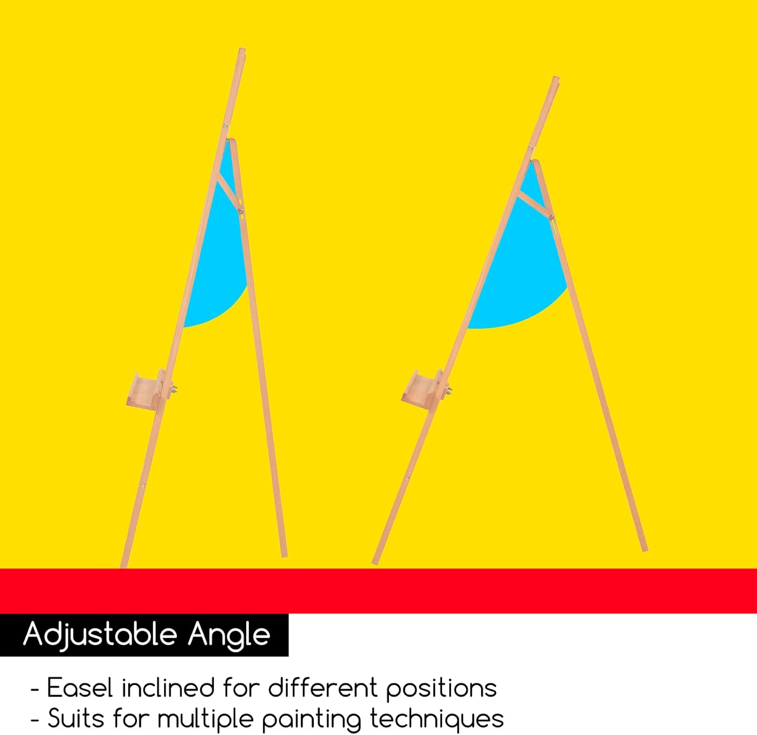 MEEDEN Wooden Easel Stand for Display, Adjustable Art Easel for Painting, Solid Beech Wood Floor Easel for Adults, Heavy Duty Artist Easel for Painting Canvas, Drawing, Signs image number 2